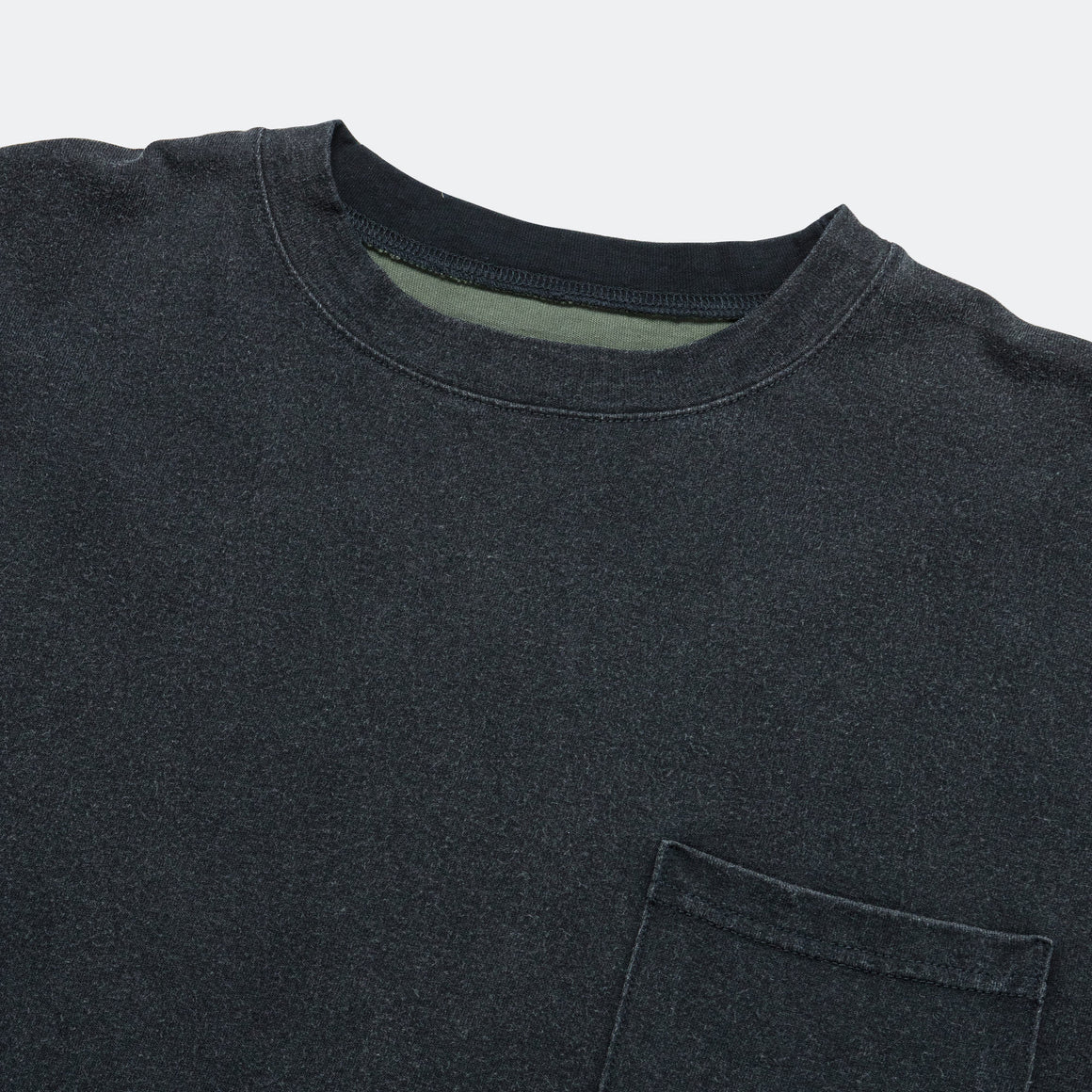 Kapital - Jersey 2TONES BIG Pocket T (BONE) - Black/Khaki - UP THERE