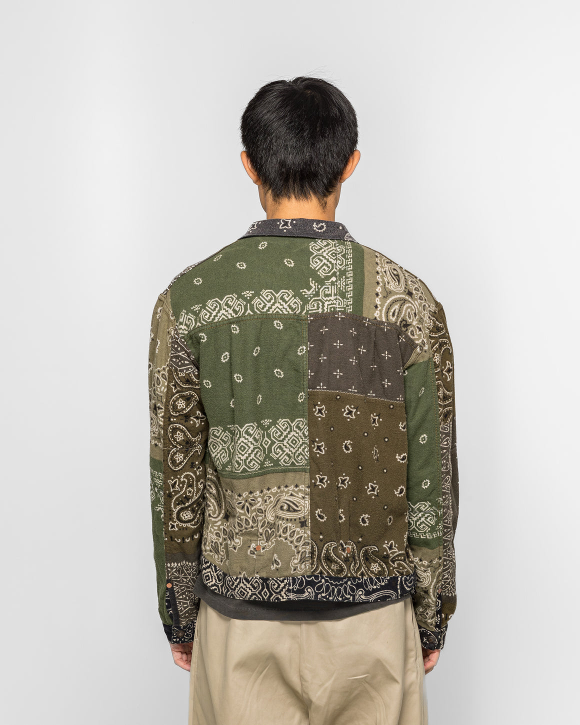 Kapital - Flannel Reversible Bandana 1st JKT - Black/Khaki - UP THERE