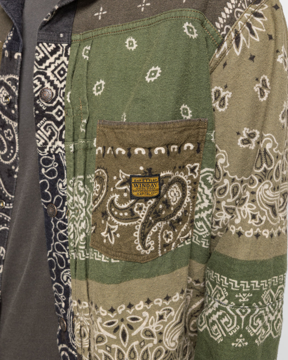 Kapital - Flannel Reversible Bandana 1st JKT - Black/Khaki - UP THERE