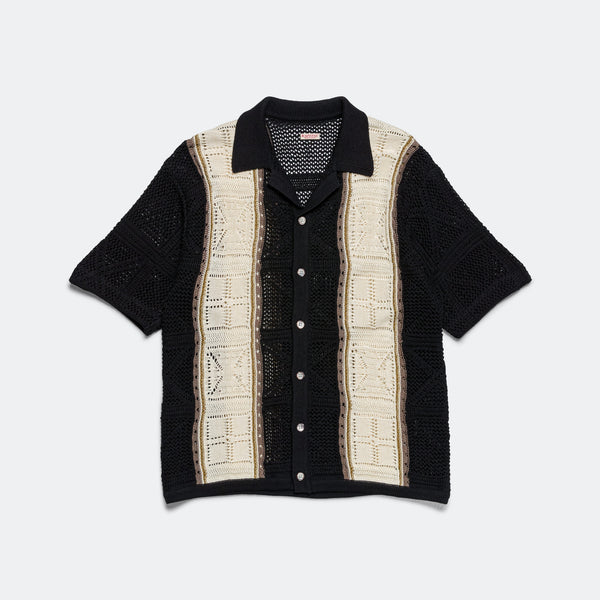 KAPITAL クロッシェニット テネシーアロハポロ Kapital 7G Crochet Knit Tennessee Aloha Polo, Beige – Pancho And