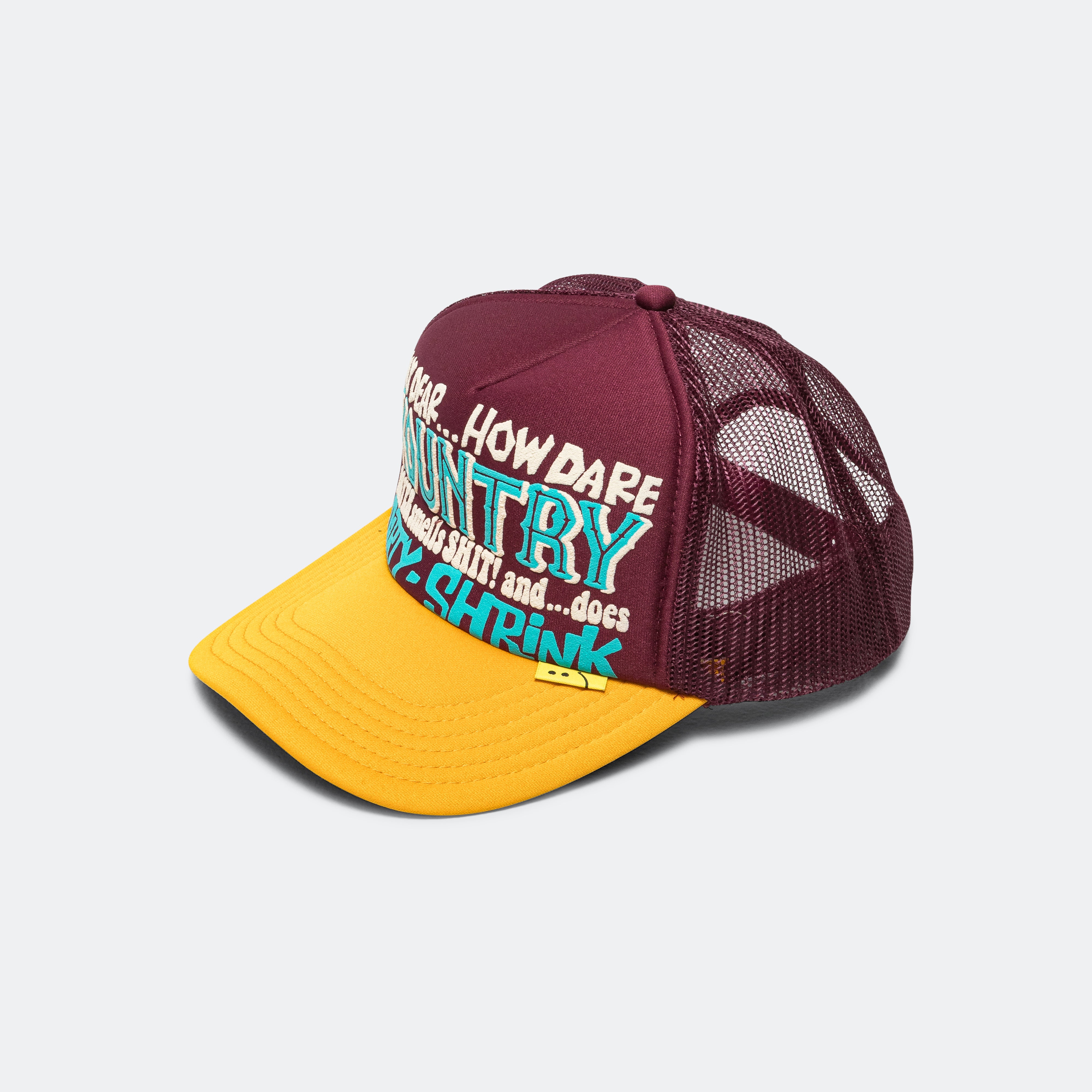Kapital KOUNTRY DIRTY SHRINK Trucker CAP - Burgundy x Gold | UP THERE