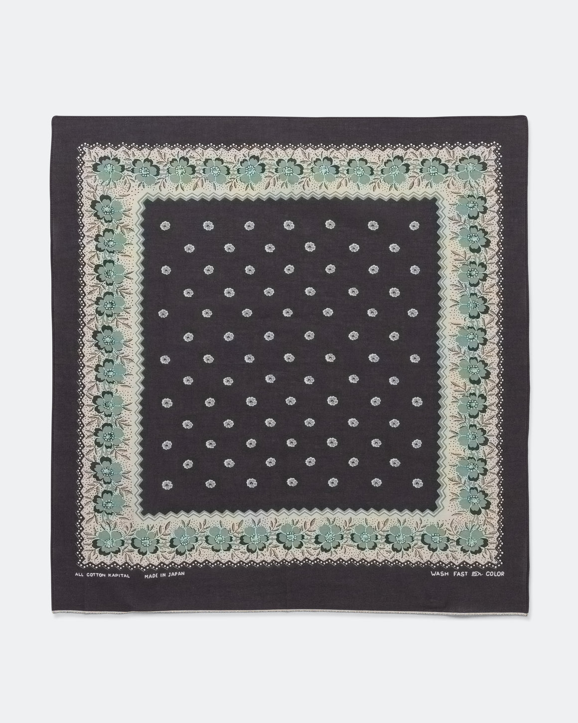 Kapital - Fastcolor Selvedge Bandanna(GARLAND Carico)20x20 - Black - UP THERE