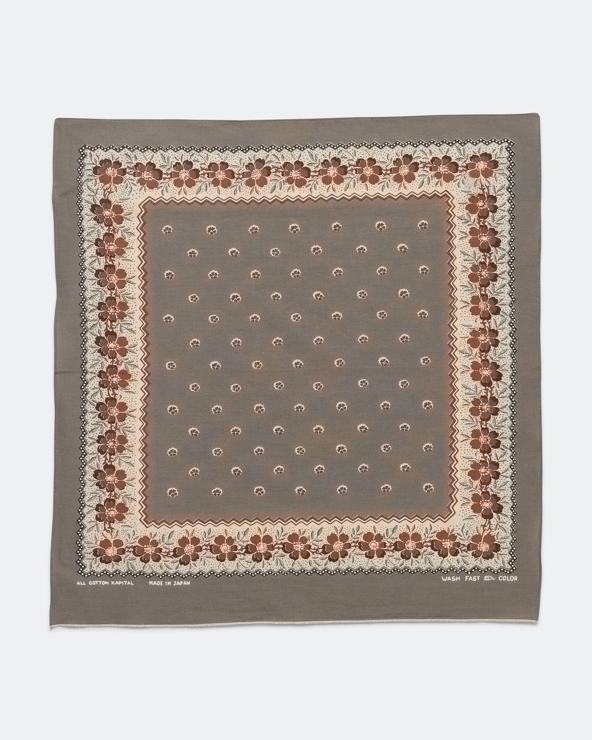 Kapital - Fastcolor Selvedge Bandanna(GARLAND Carico)20x20 - Khaki - UP THERE