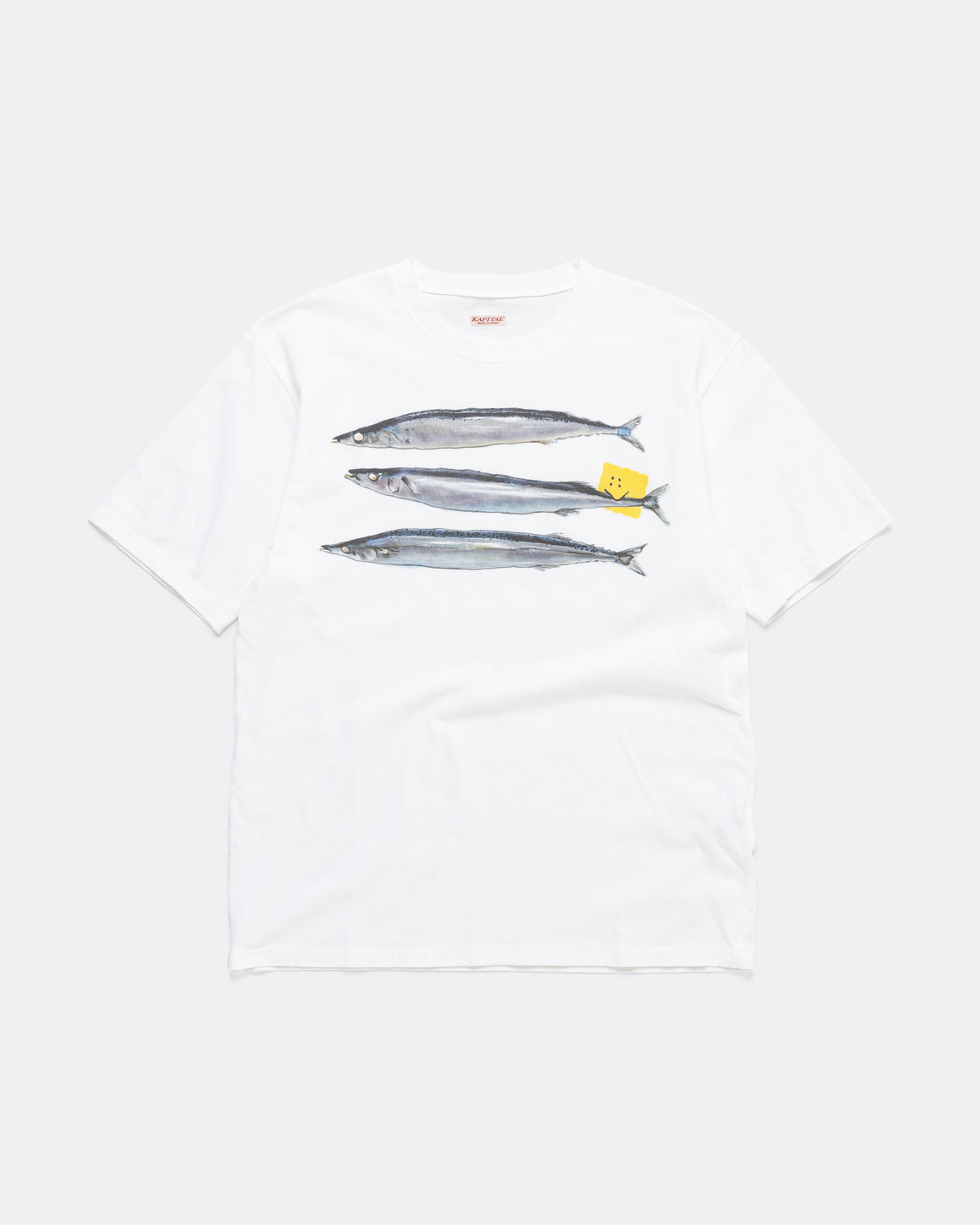Kapital - 20/-Jersey CrewT(PECKISH SAURY) - White - UP THERE