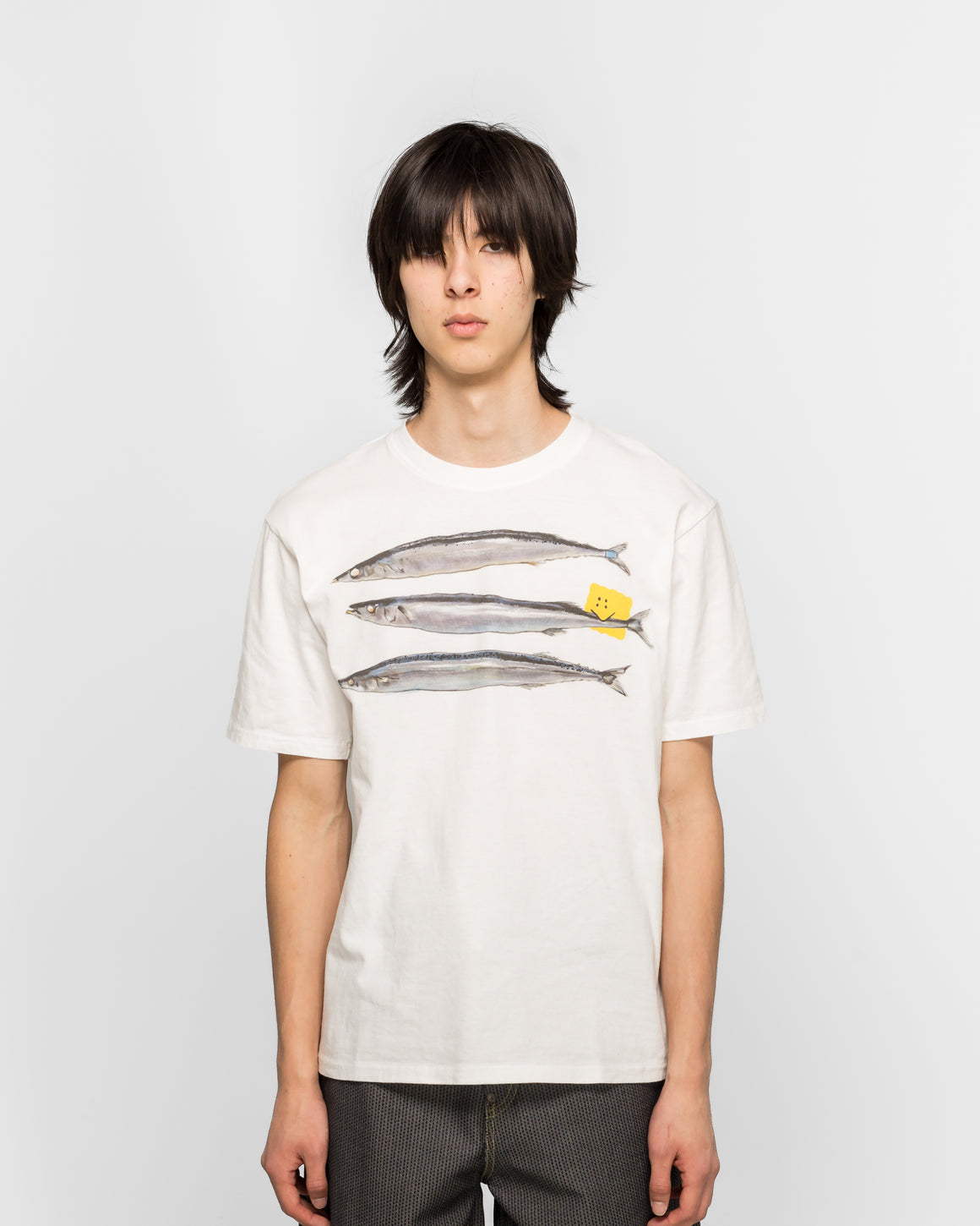 Kapital - 20/-Jersey CrewT(PECKISH SAURY) - White - UP THERE