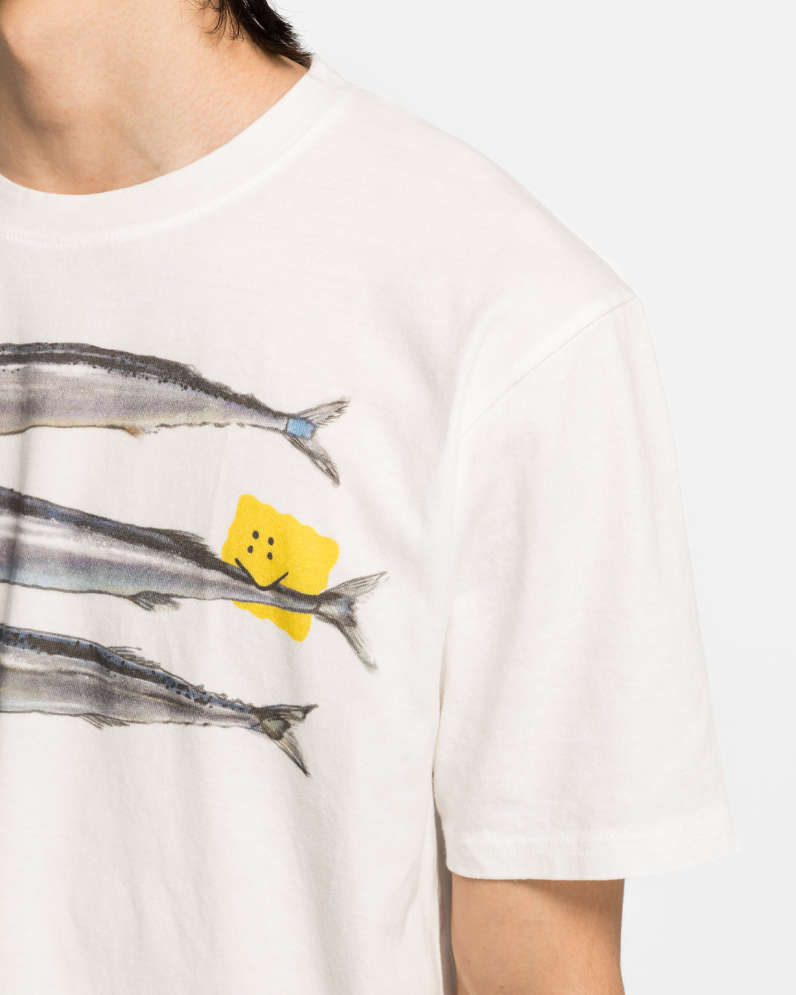 Kapital - 20/-Jersey CrewT(PECKISH SAURY) - White - UP THERE
