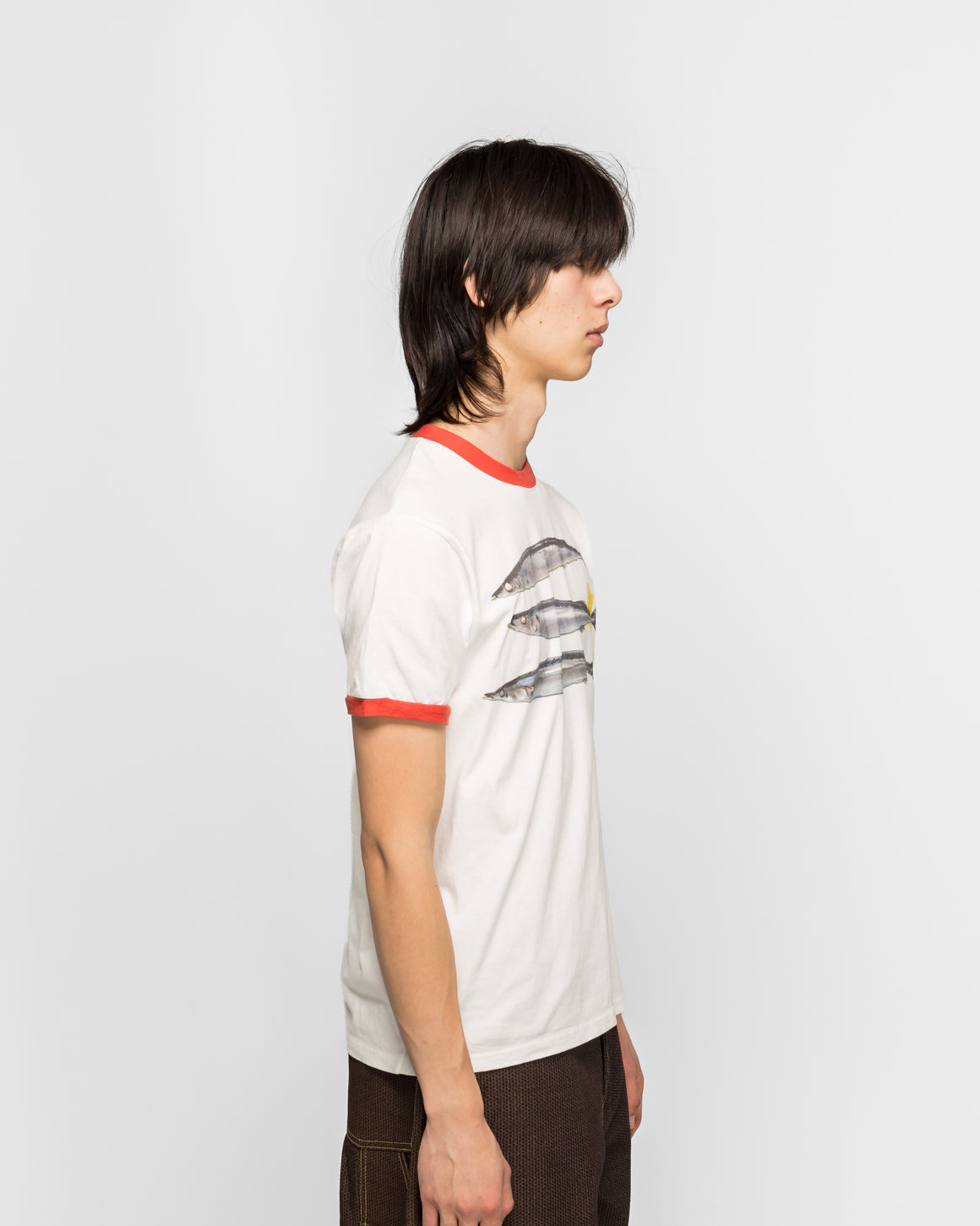 Kapital - 20/-Jersey RINGER-T(PECKISH SAURY) - White - UP THERE