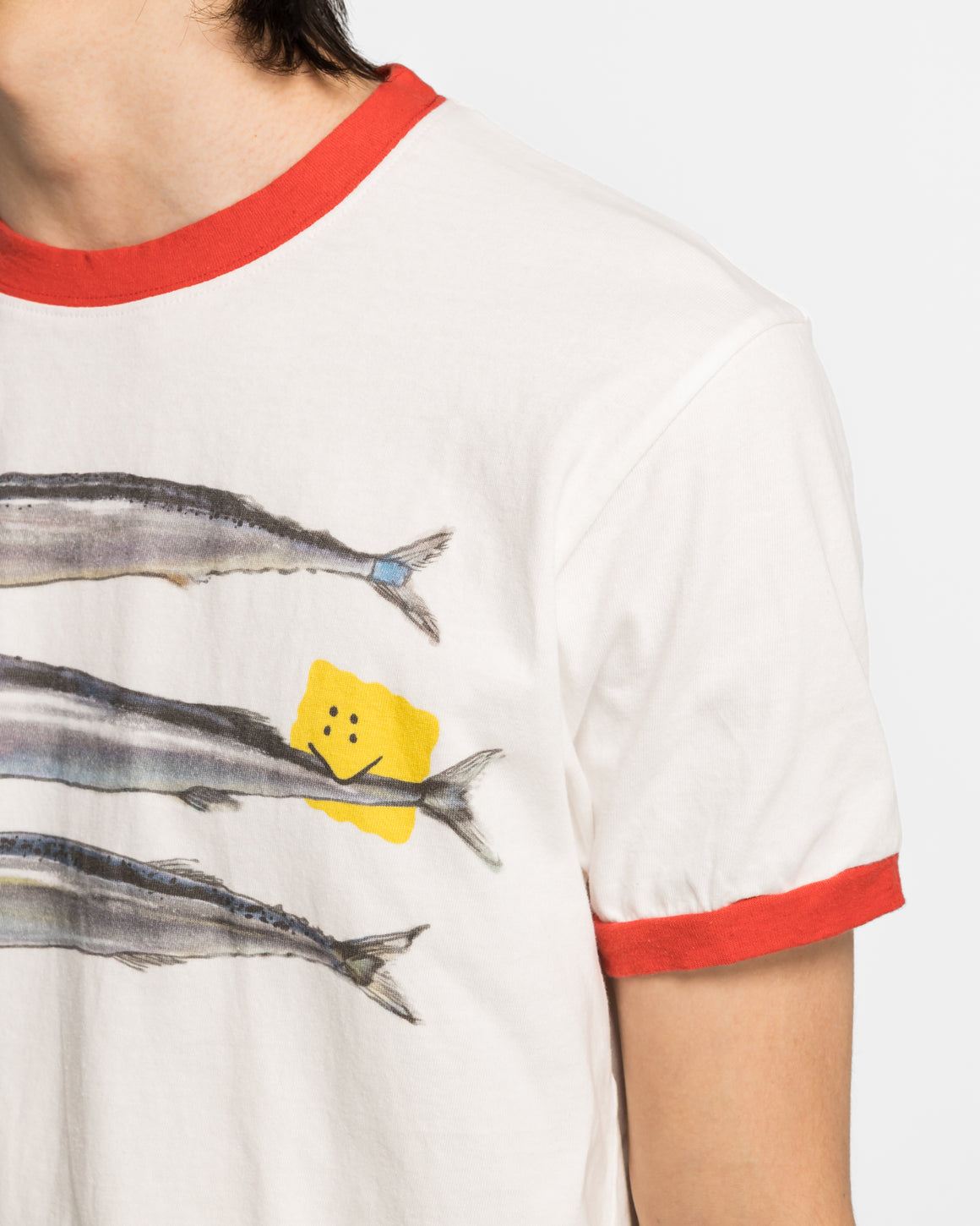 Kapital - 20/-Jersey RINGER-T(PECKISH SAURY) - White - UP THERE