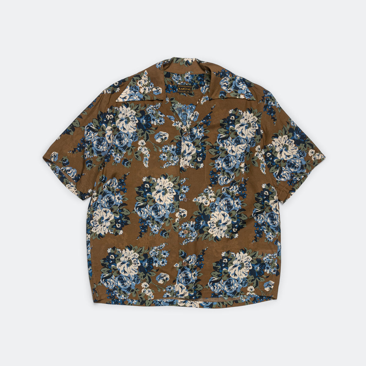 Silk Rayon CHAMPETRE MARIA WRANGLE Collar Aloha Shirt - Brown/Khaki ...