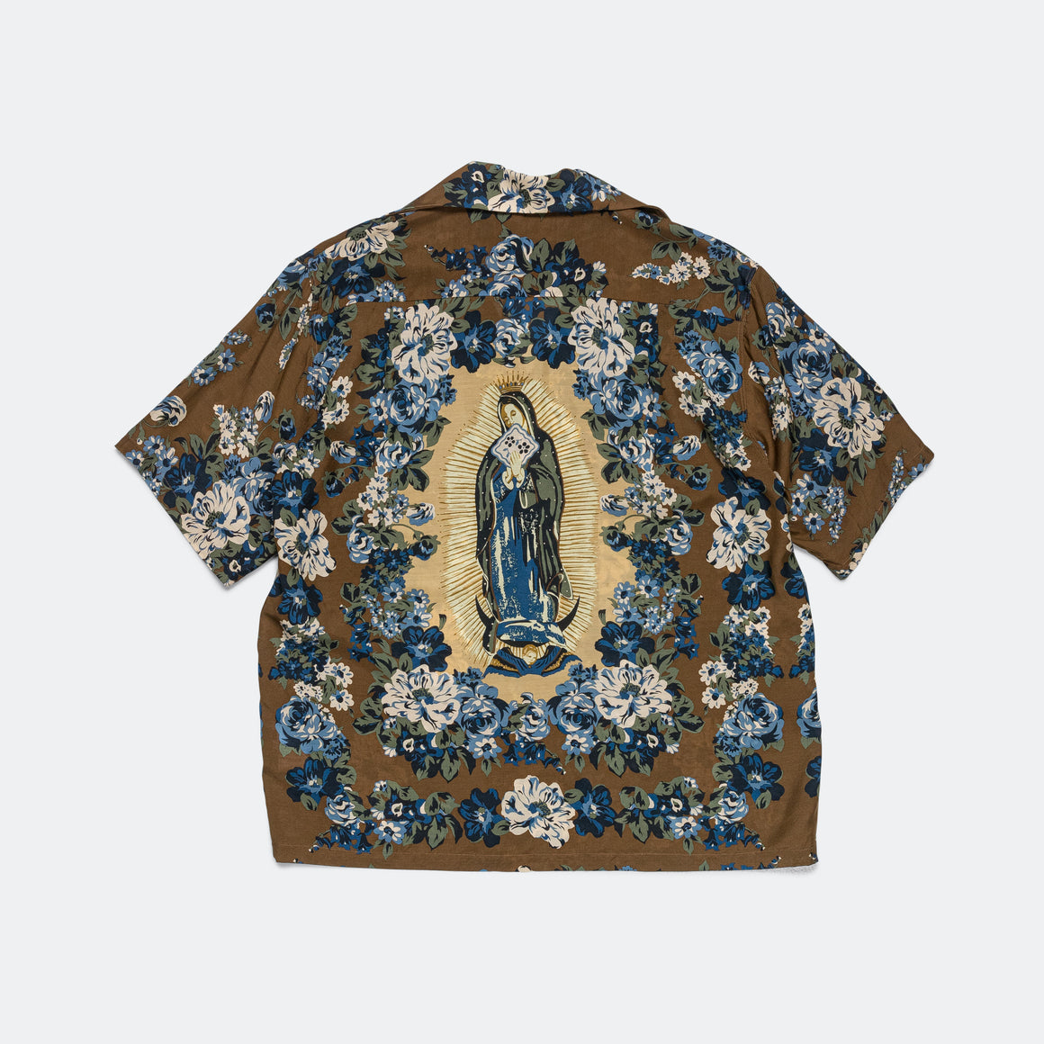 Kapital - Silk Rayon CHAMPETRE MARIA WRANGLE Collar Aloha Shirt - Brown/Khaki - UP THERE