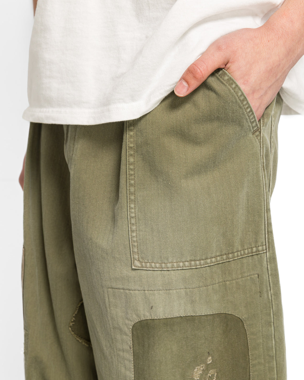 Kapital - LIBERTY Khaki FATIGUE Baggy Pants (RUSHFIELD remake) - Khaki - UP THERE
