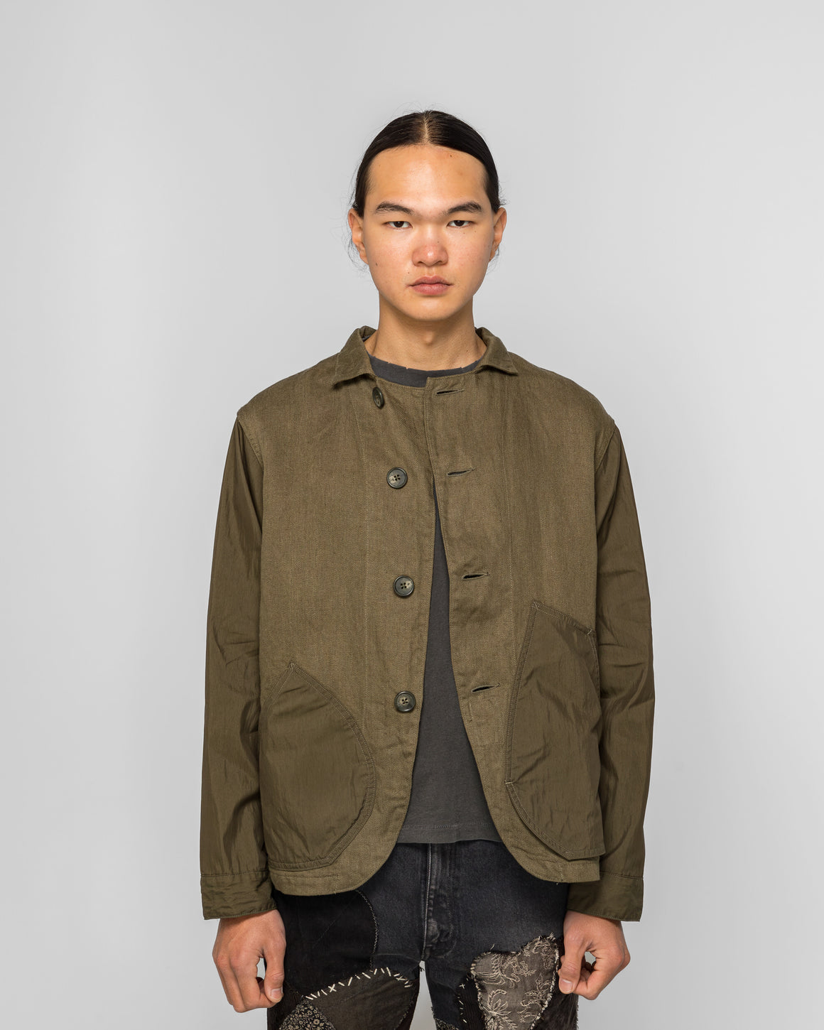 Kapital - Linen Chino Cloth x Gabardine RINGOMAN Coverall - Khaki - UP THERE