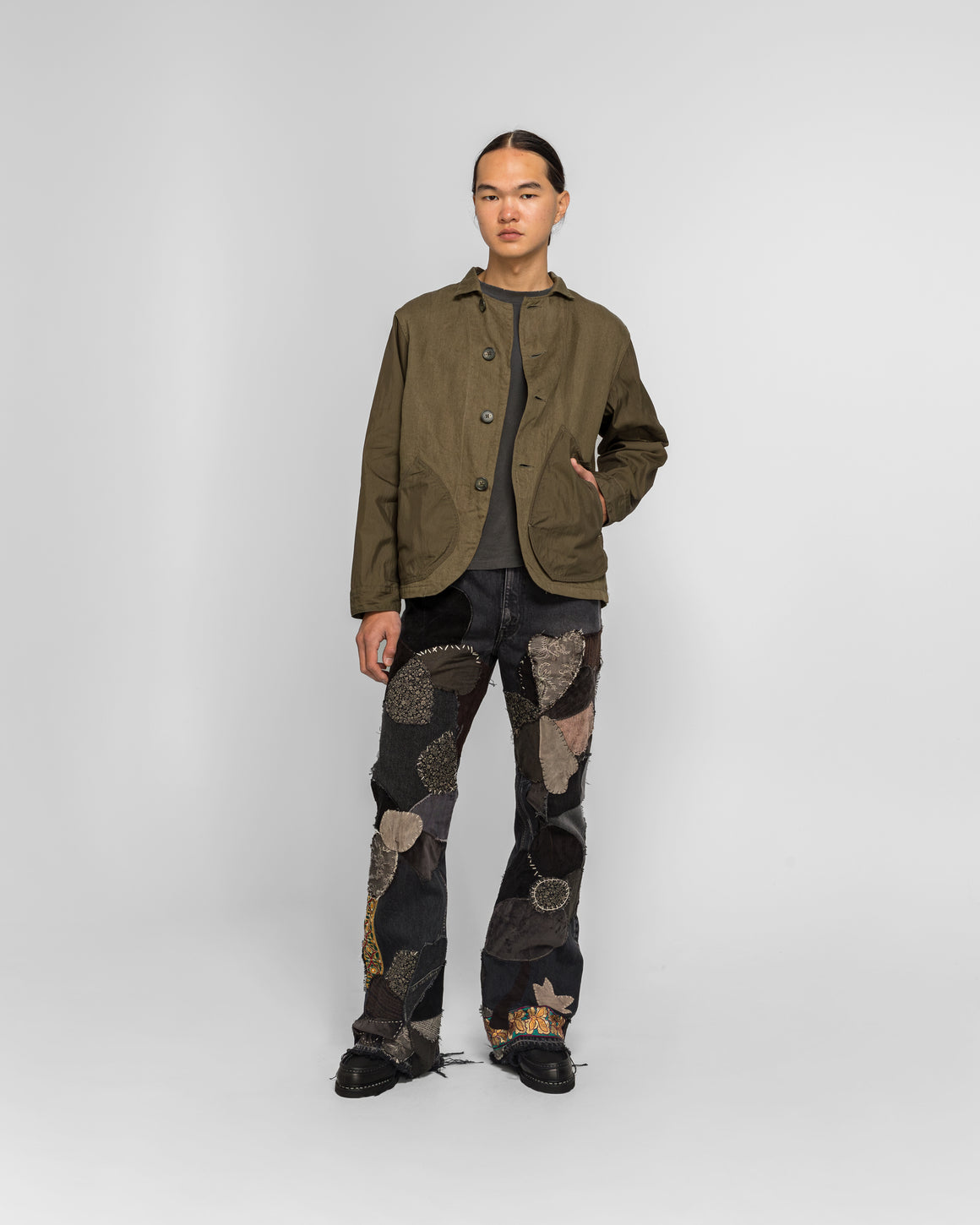 Kapital Linen Chino Cloth x Gabardine RINGOMAN Coverall - Khaki