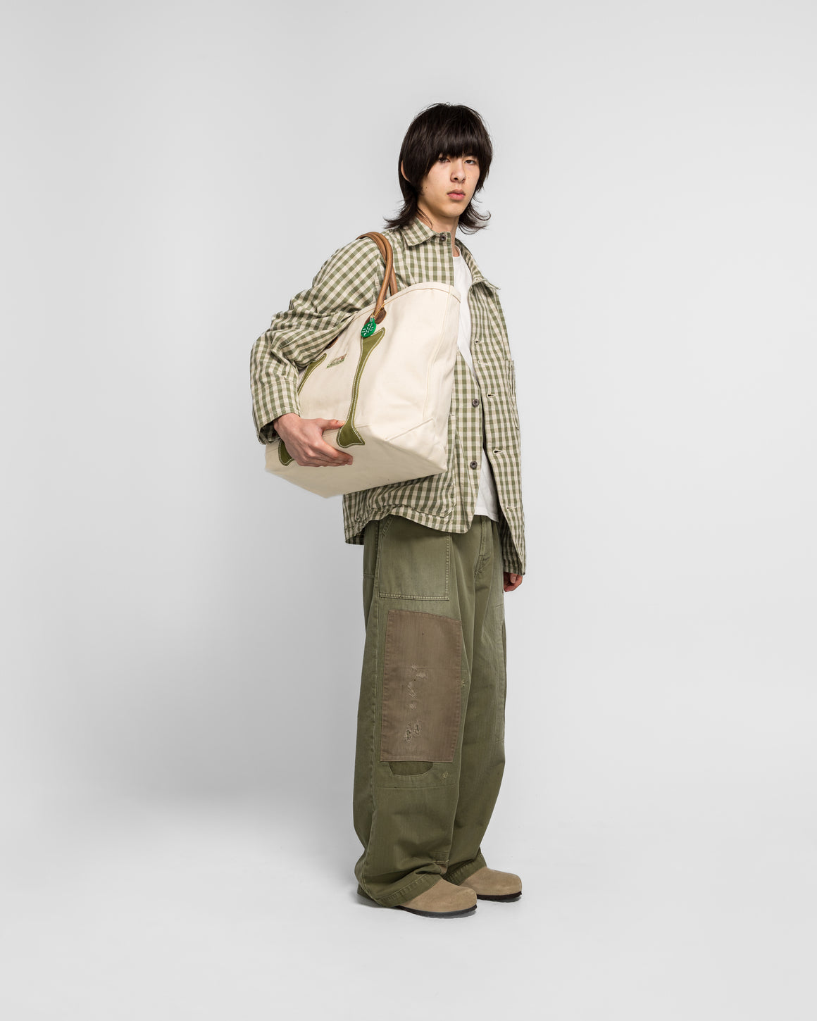 Kapital - #4 Canvas KO.TSU.KO.TSU. Tote Bag - Ecru/Khaki - UP THERE