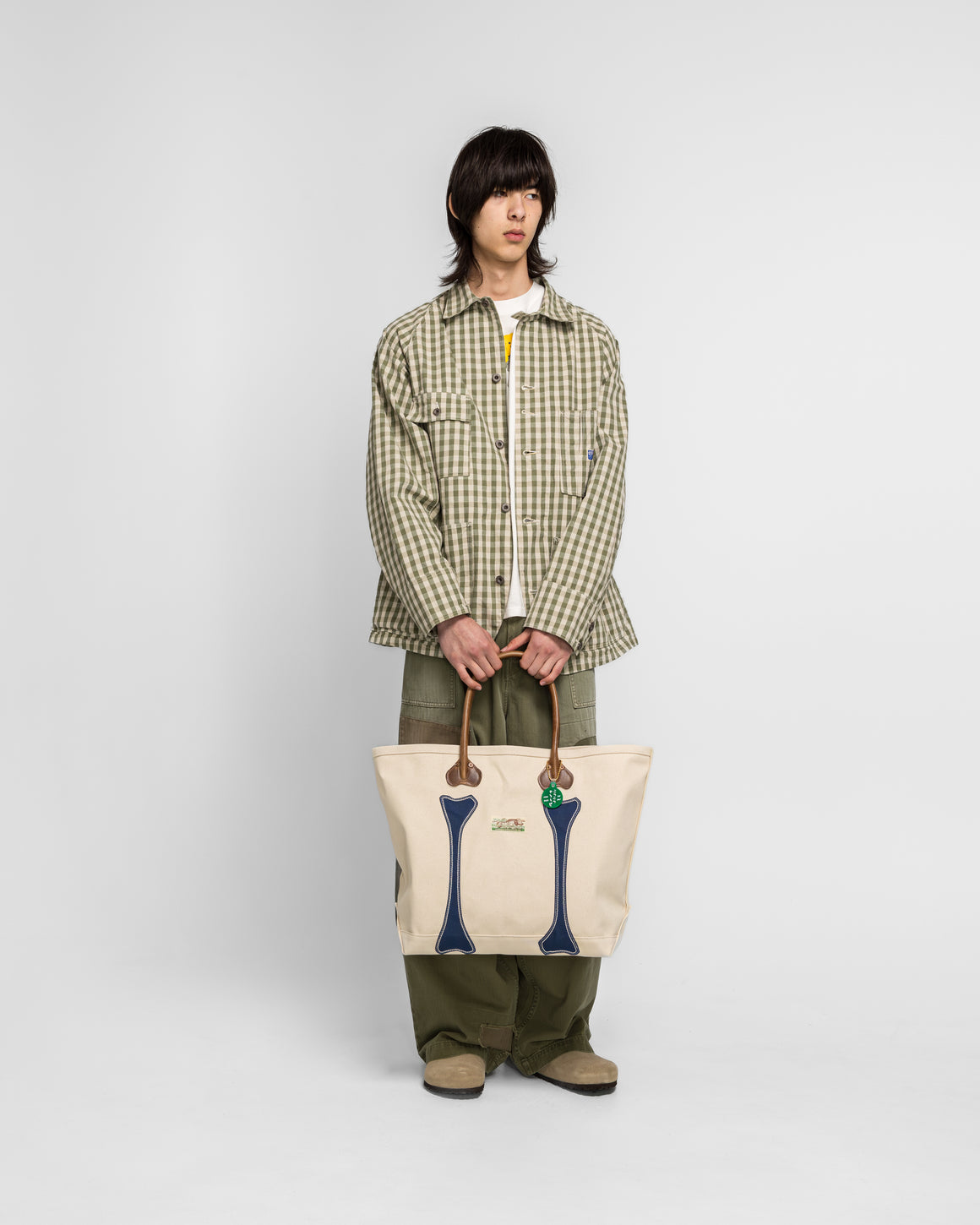 Kapital - #4 Canvas KO.TSU.KO.TSU. Tote Bag - Ecru/Navy - UP THERE