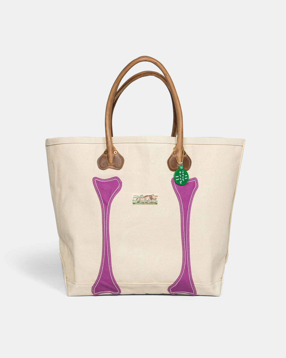 Kapital - #4 Canvas KO.TSU.KO.TSU. Tote Bag - Ecru/Purple - UP THERE