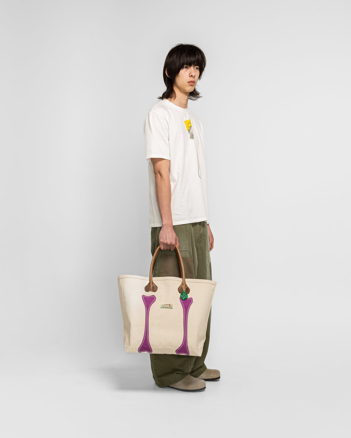 Kapital - #4 Canvas KO.TSU.KO.TSU. Tote Bag - Ecru/Purple - UP THERE
