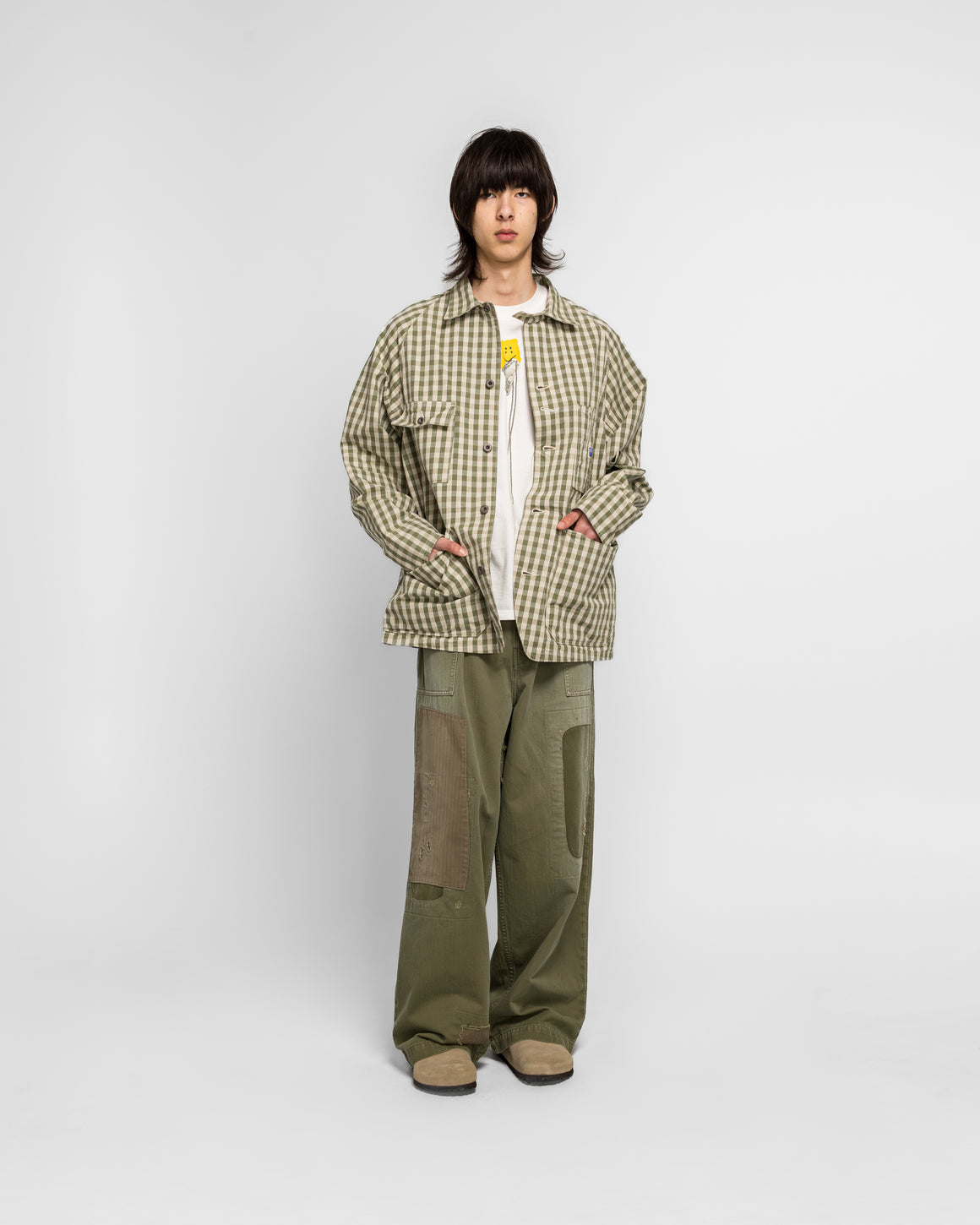 Kapital - OX Gingham CACTUS Coverall - Khaki - UP THERE
