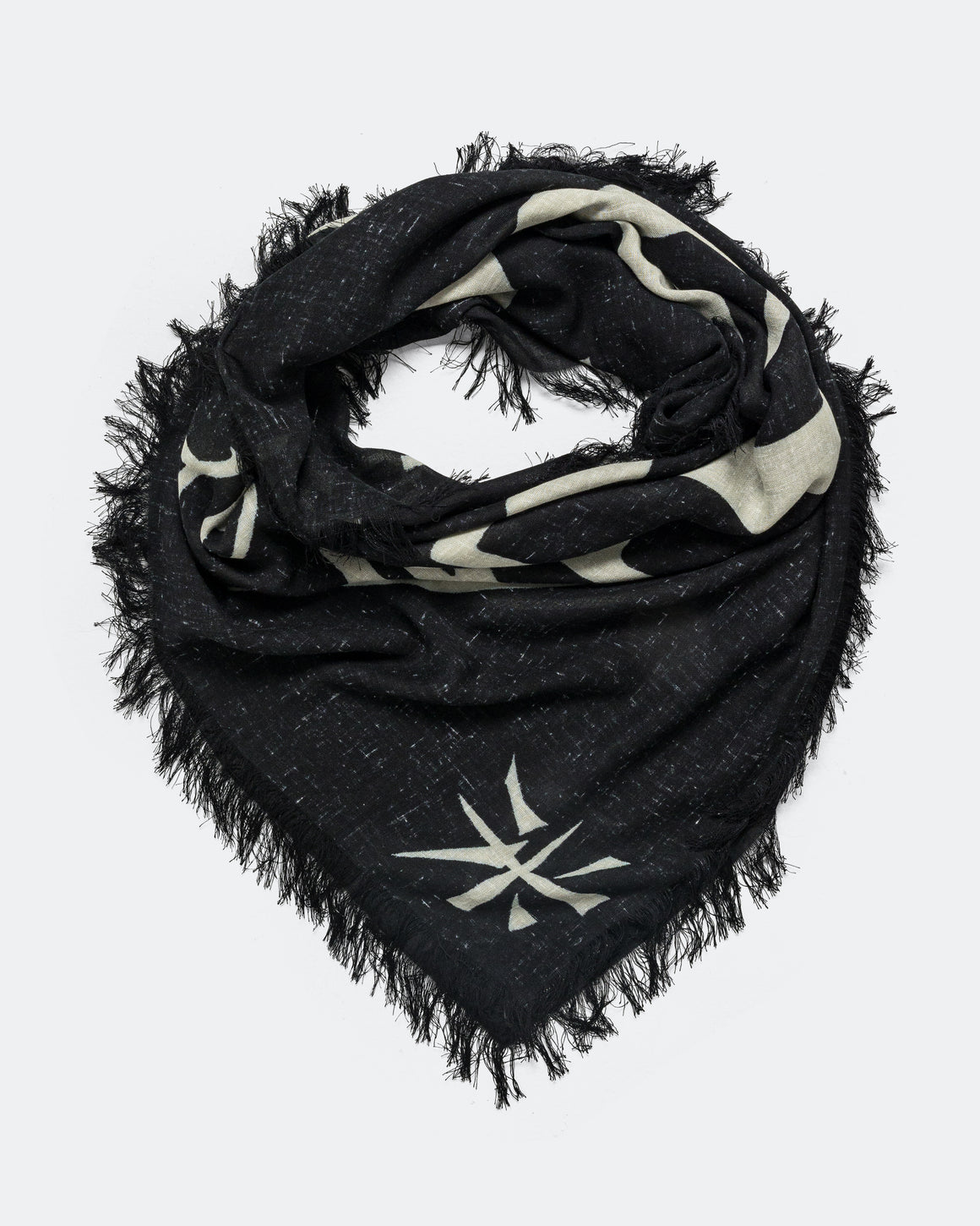 Kapital - Rayon Fringed Square Stole (GIANT PEACE) - Black - UP THERE