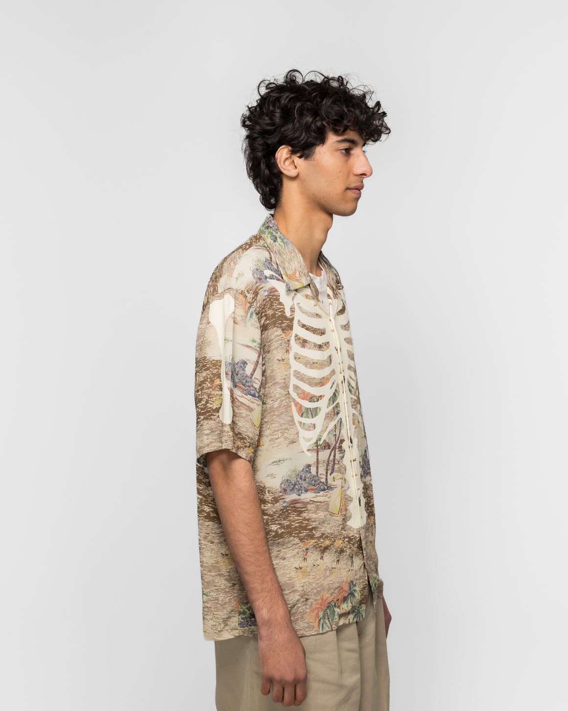 Kapital - Rayon KAMEKAMEHA BONES Aloha Shirt - Brown - UP THERE