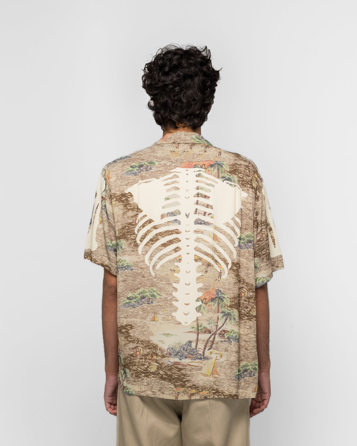 Kapital - Rayon KAMEKAMEHA BONES Aloha Shirt - Brown - UP THERE