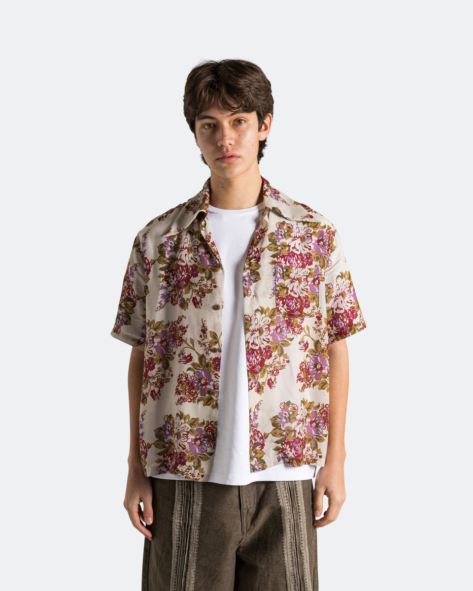 Silk Rayon CHAMPETRE A.MA.TE.RA.SE. WRANGLE Collar Aloha Shirt - Purpl ...