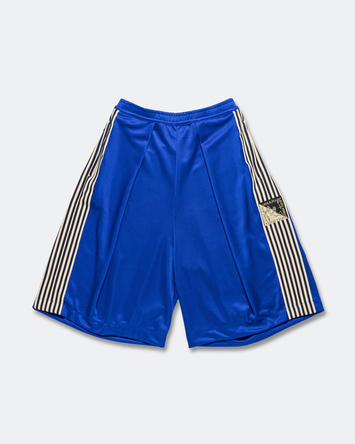 Kapital - Smooth Jersey KOME-KOME Track Jorts (BannerStripe) - CobaltBlue - UP THERE