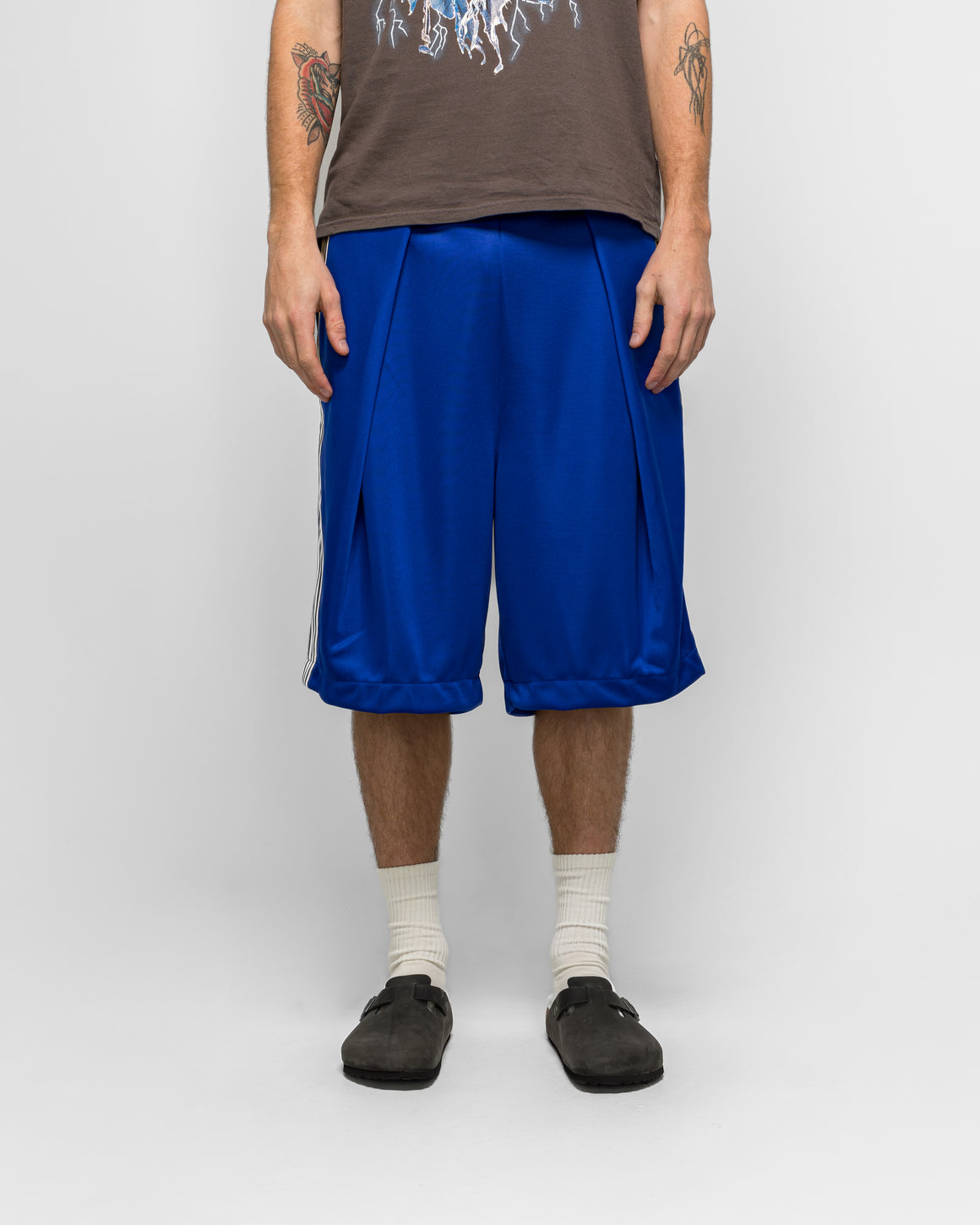Kapital - Smooth Jersey KOME-KOME Track Jorts (BannerStripe) - CobaltBlue - UP THERE