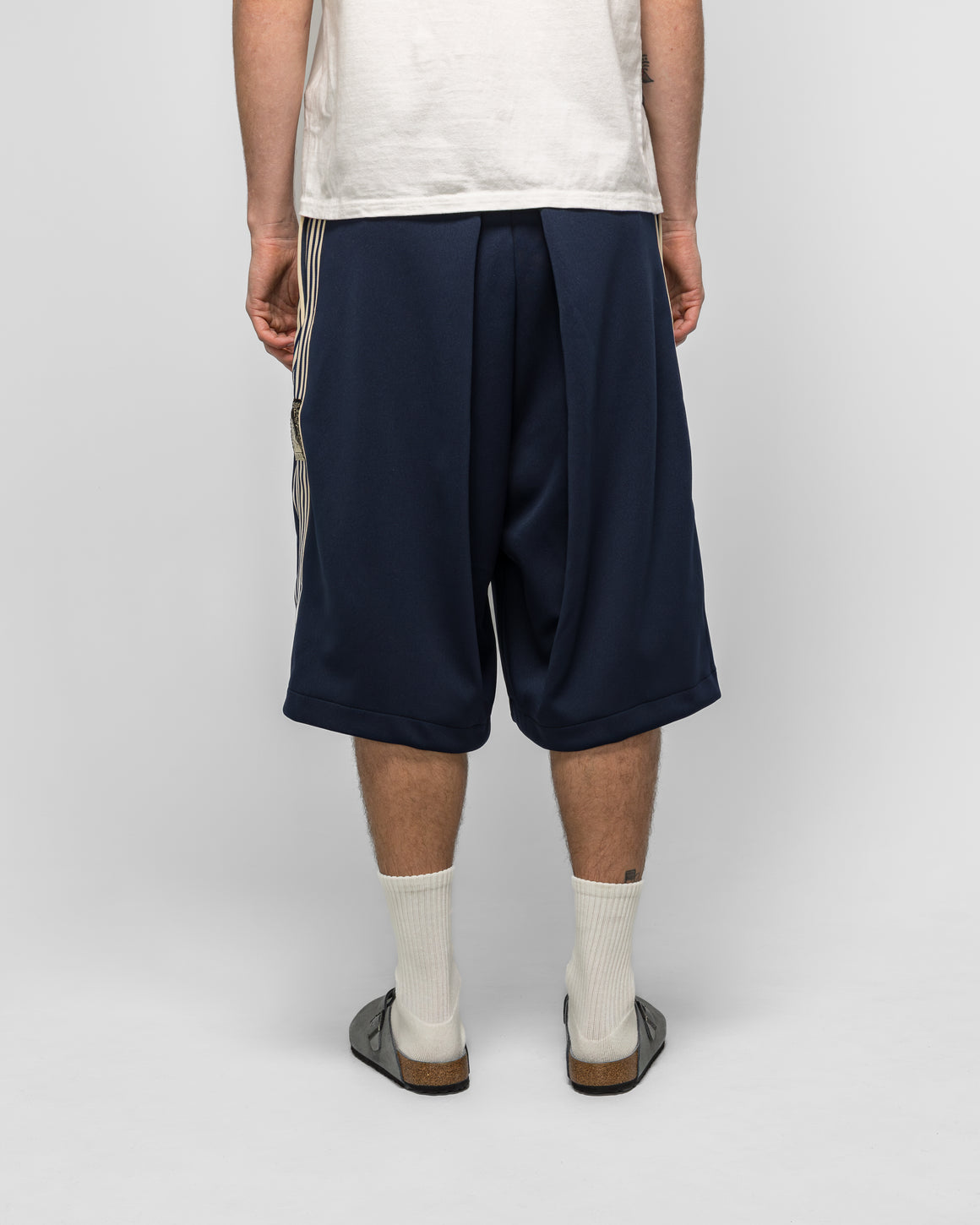 Kapital - Smooth Jersey KOME-KOME Track Jorts (BannerStripe) - Navy - UP THERE