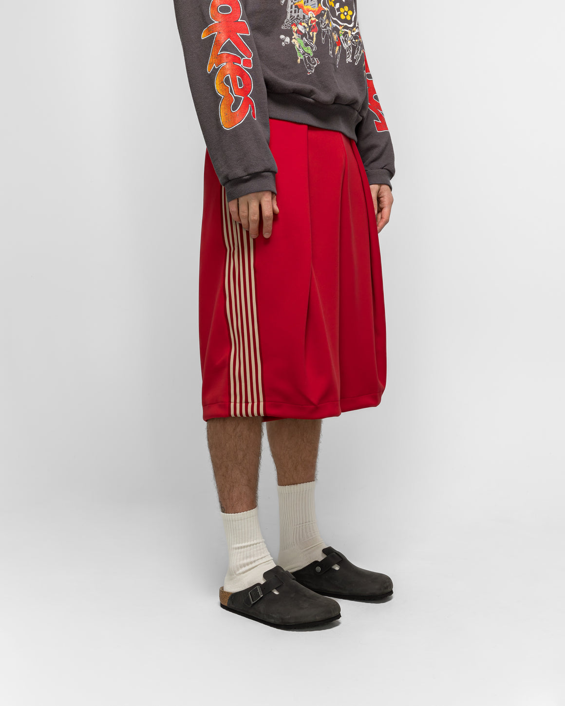 Kapital - Smooth Jersey KOME-KOME Track Jorts (BannerStripe) - Red - UP THERE