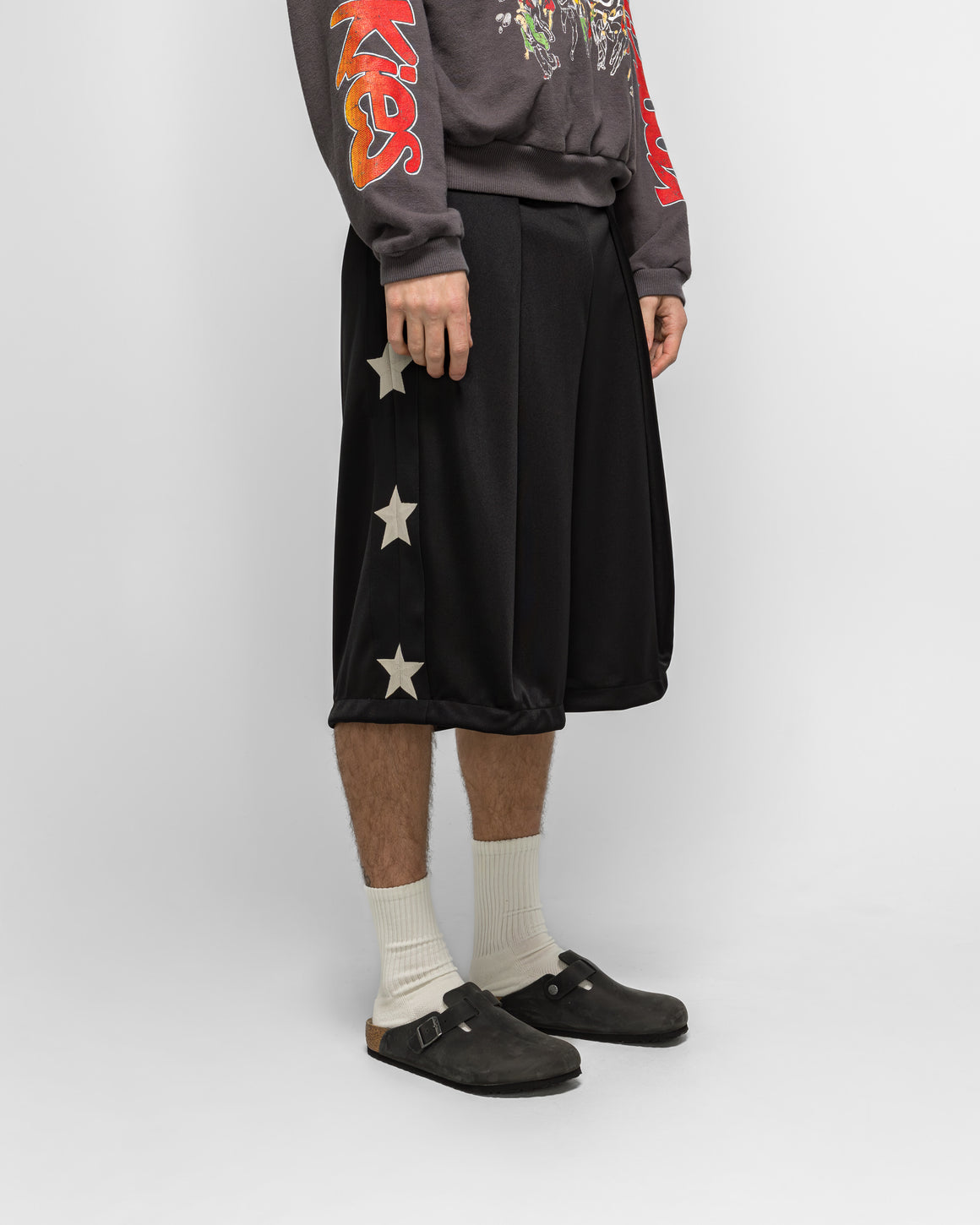 Kapital - Smooth Jersey KOME-KOME Track Jorts (BetsyRoss) - Black - UP THERE