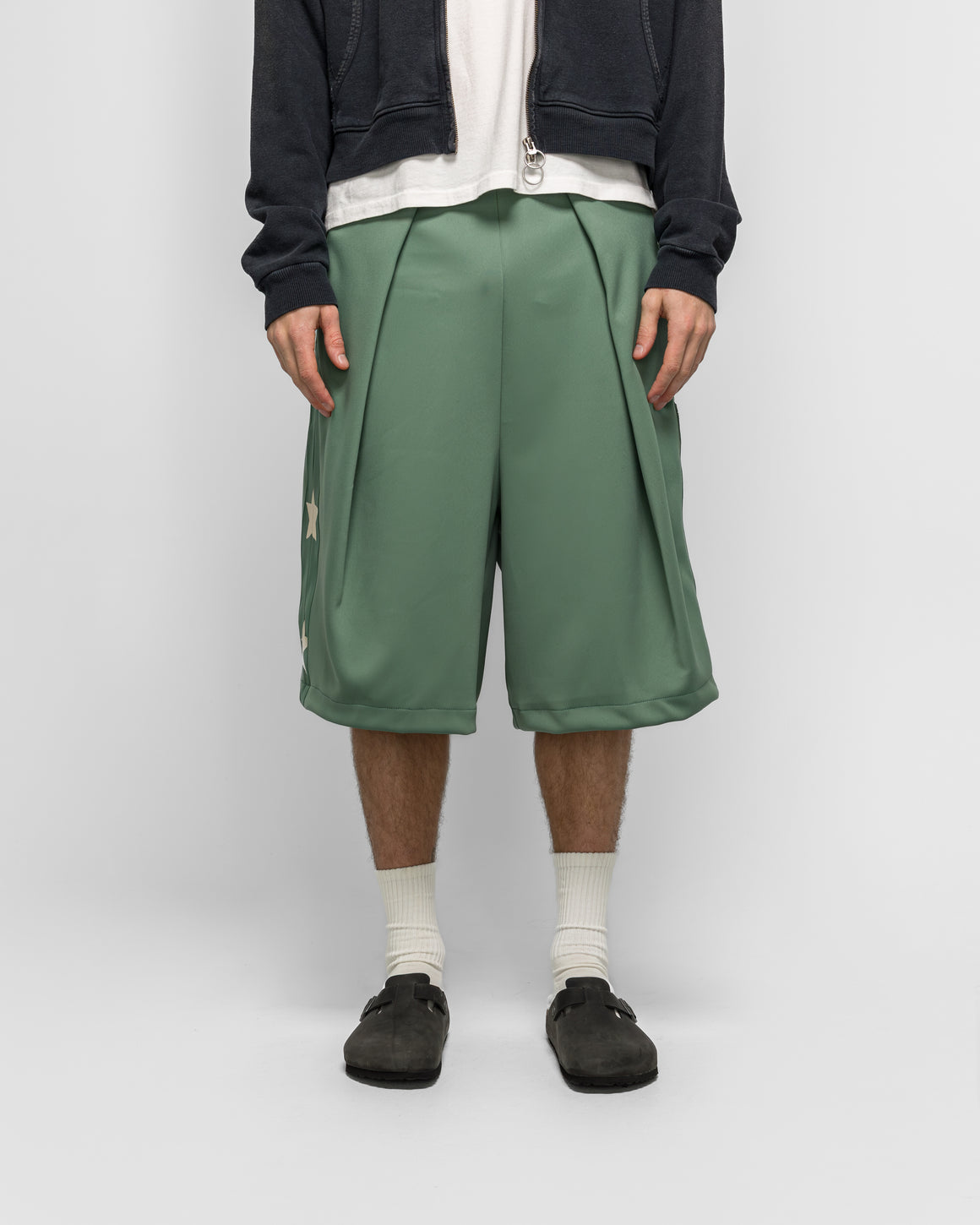 Kapital - Smooth Jersey KOME-KOME Track Jorts (BetsyRoss) - LightGreen - UP THERE