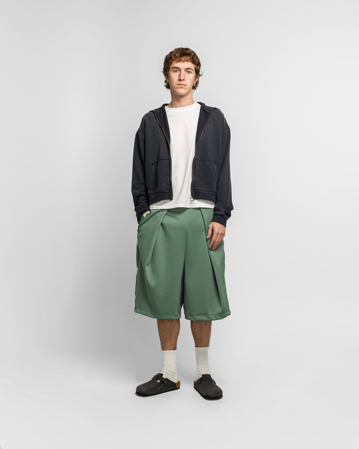 Kapital - Smooth Jersey KOME-KOME Track Jorts (BetsyRoss) - LightGreen - UP THERE