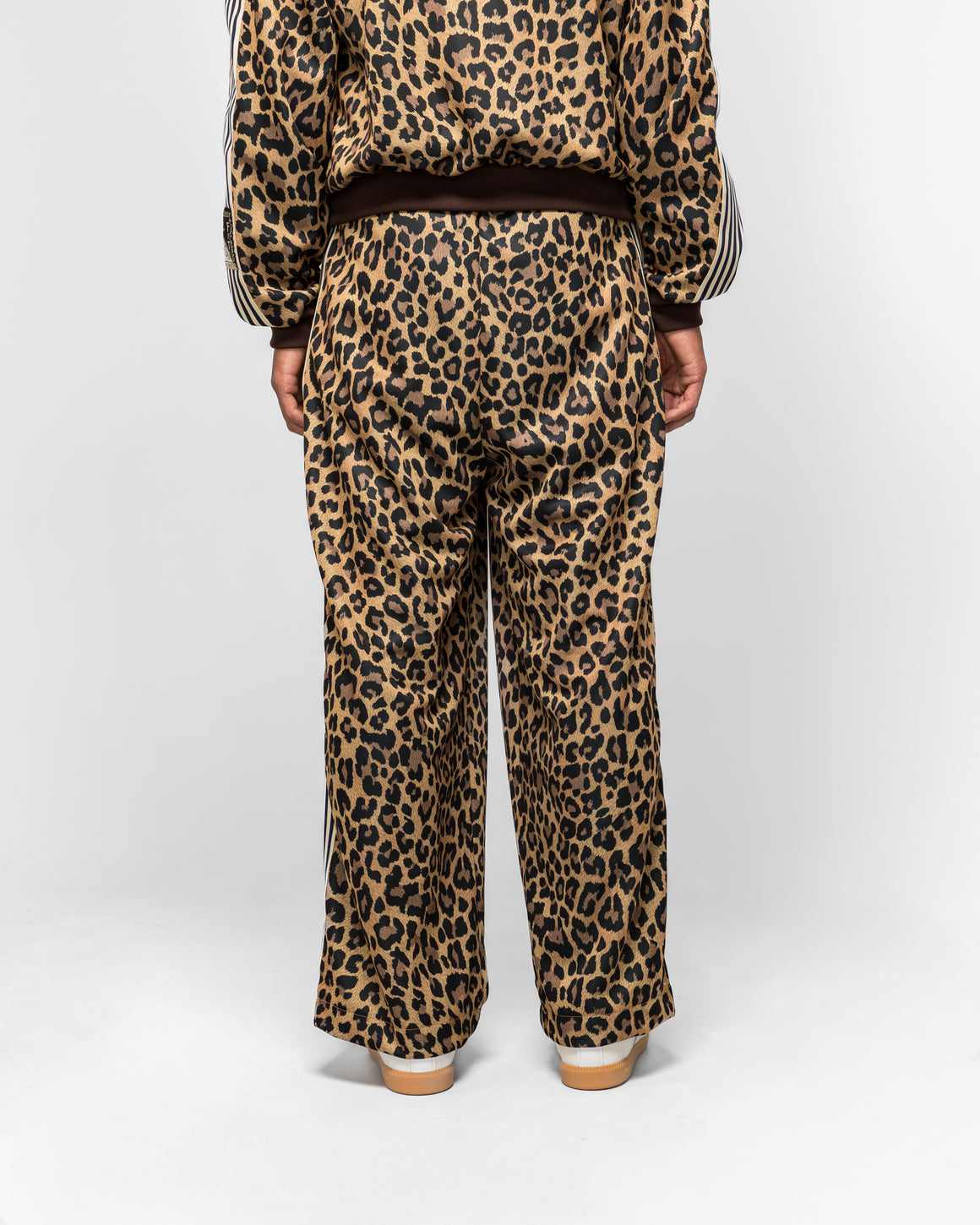 Kapital - Smooth Jersey Leopard STANTMAN & WOMAN Baggy Track Pants - Brown - UP THERE
