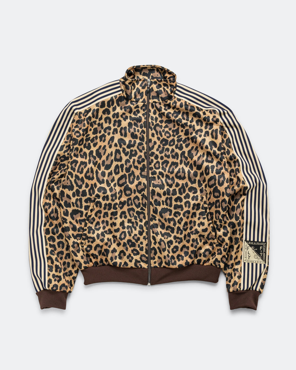 Kapital - Smooth Jersey Leopard STANTMAN & WOMAN Track JKT - Brown - UP THERE