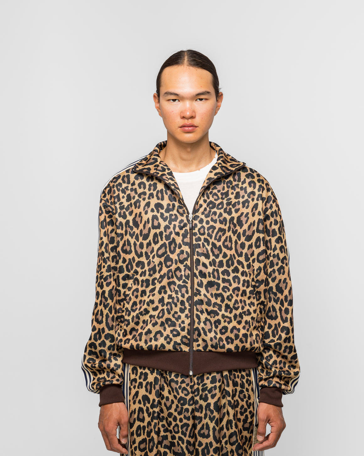 Kapital - Smooth Jersey Leopard STANTMAN & WOMAN Track JKT - Brown - UP THERE