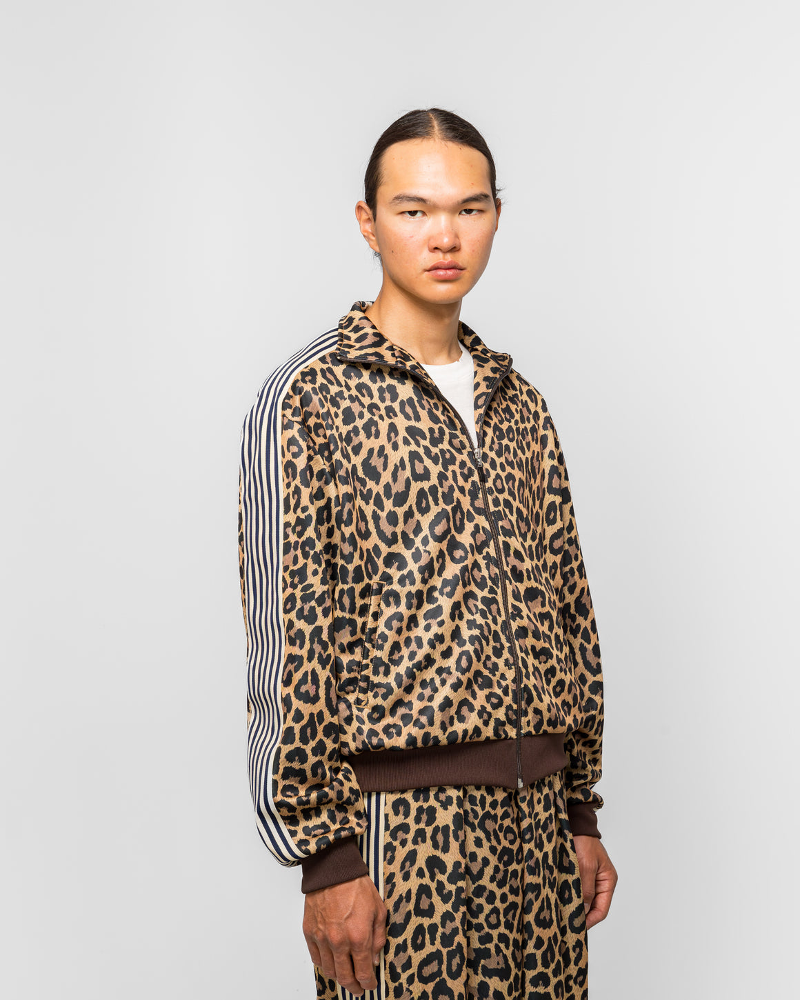 Kapital - Smooth Jersey Leopard STANTMAN & WOMAN Track JKT - Brown - UP THERE