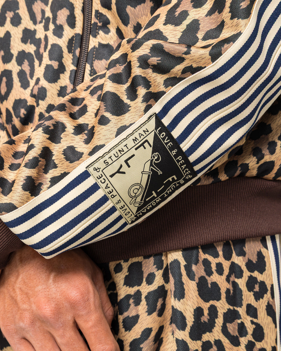 Kapital - Smooth Jersey Leopard STANTMAN & WOMAN Track JKT - Brown - UP THERE