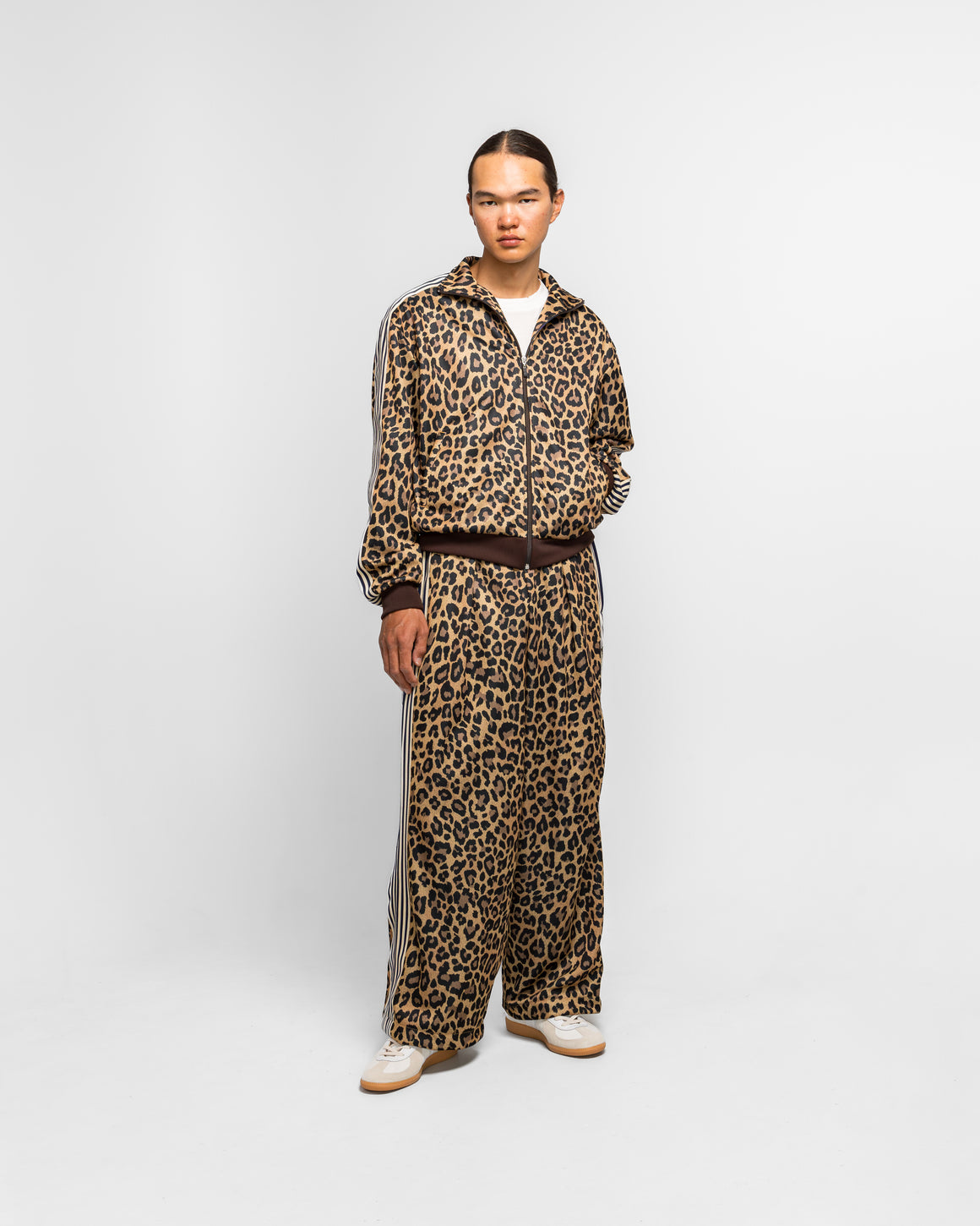 Kapital - Smooth Jersey Leopard STANTMAN & WOMAN Track JKT - Brown - UP THERE