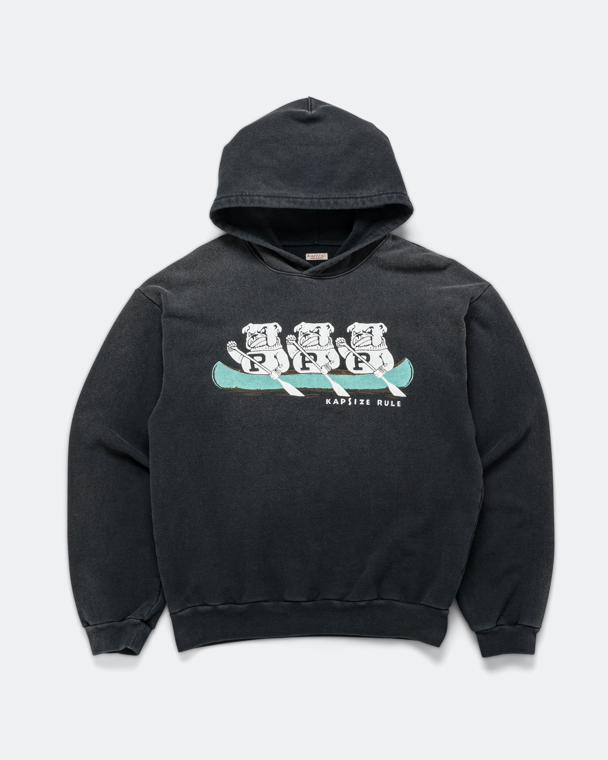 Kapital - SWT Knit Hoodie ('P' BULLDOG) - Black | UP THERE