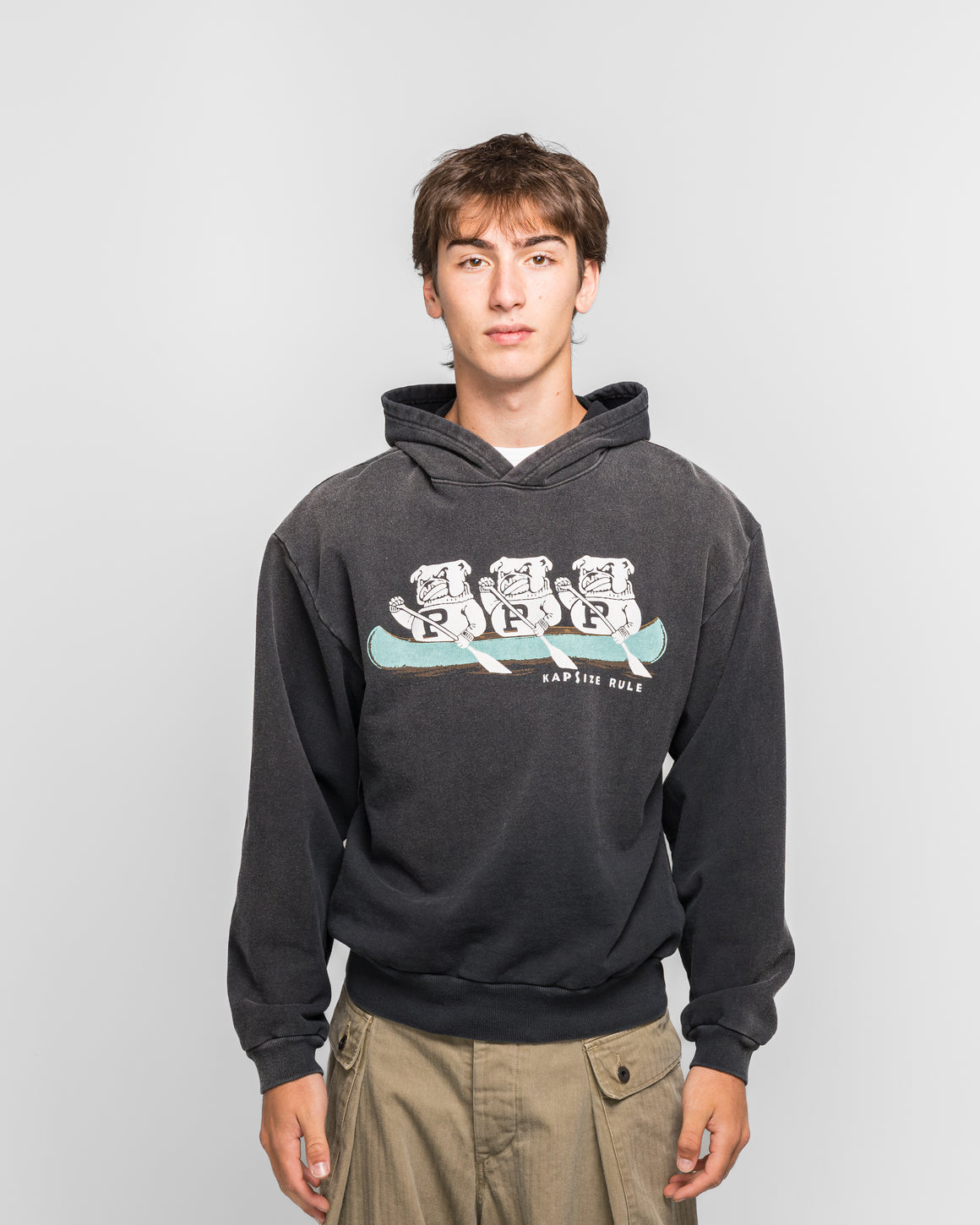 Kapital - SWT Knit Hoodie ('P' BULLDOG) - Black - UP THERE