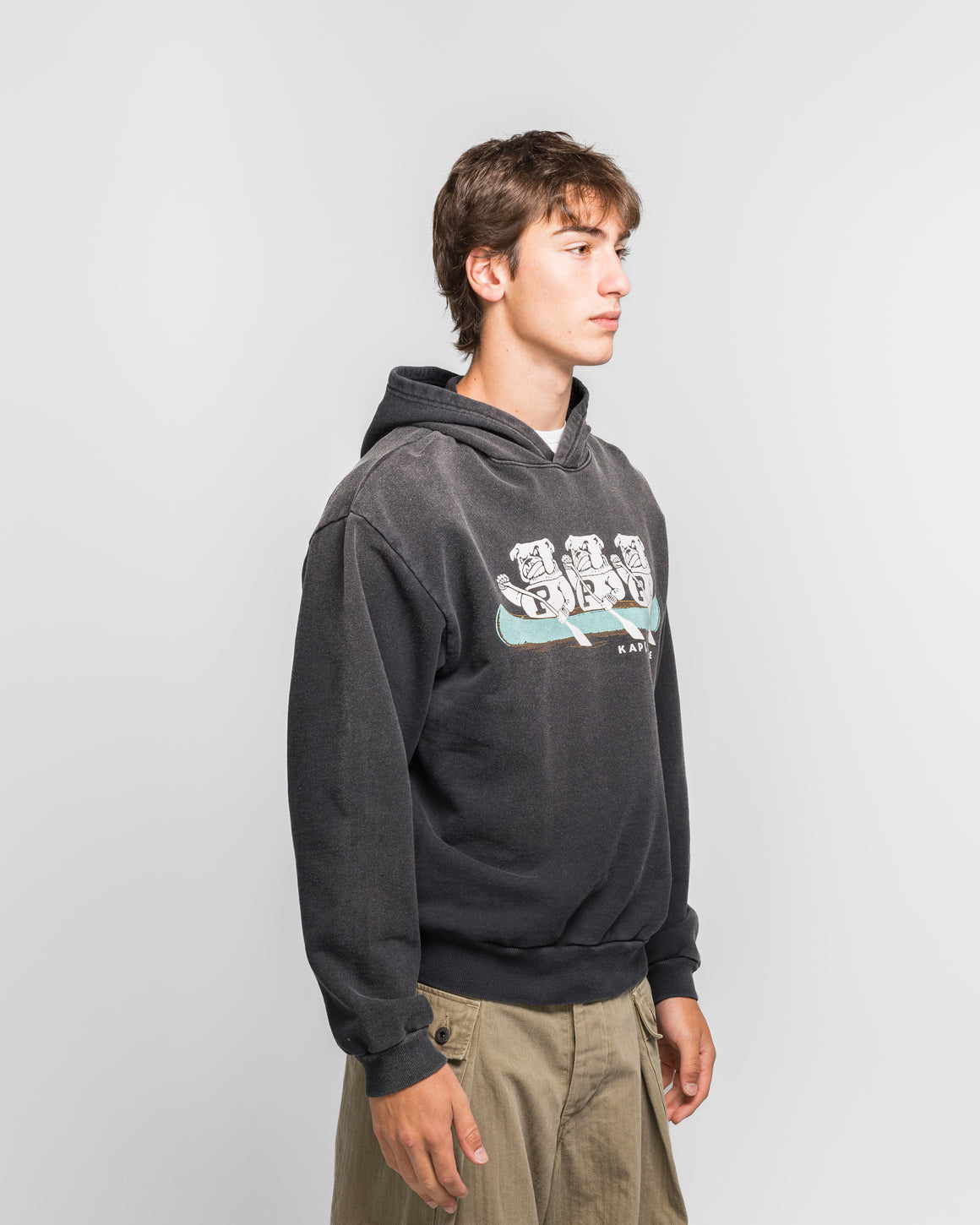 Kapital - SWT Knit Hoodie ('P' BULLDOG) - Black - UP THERE