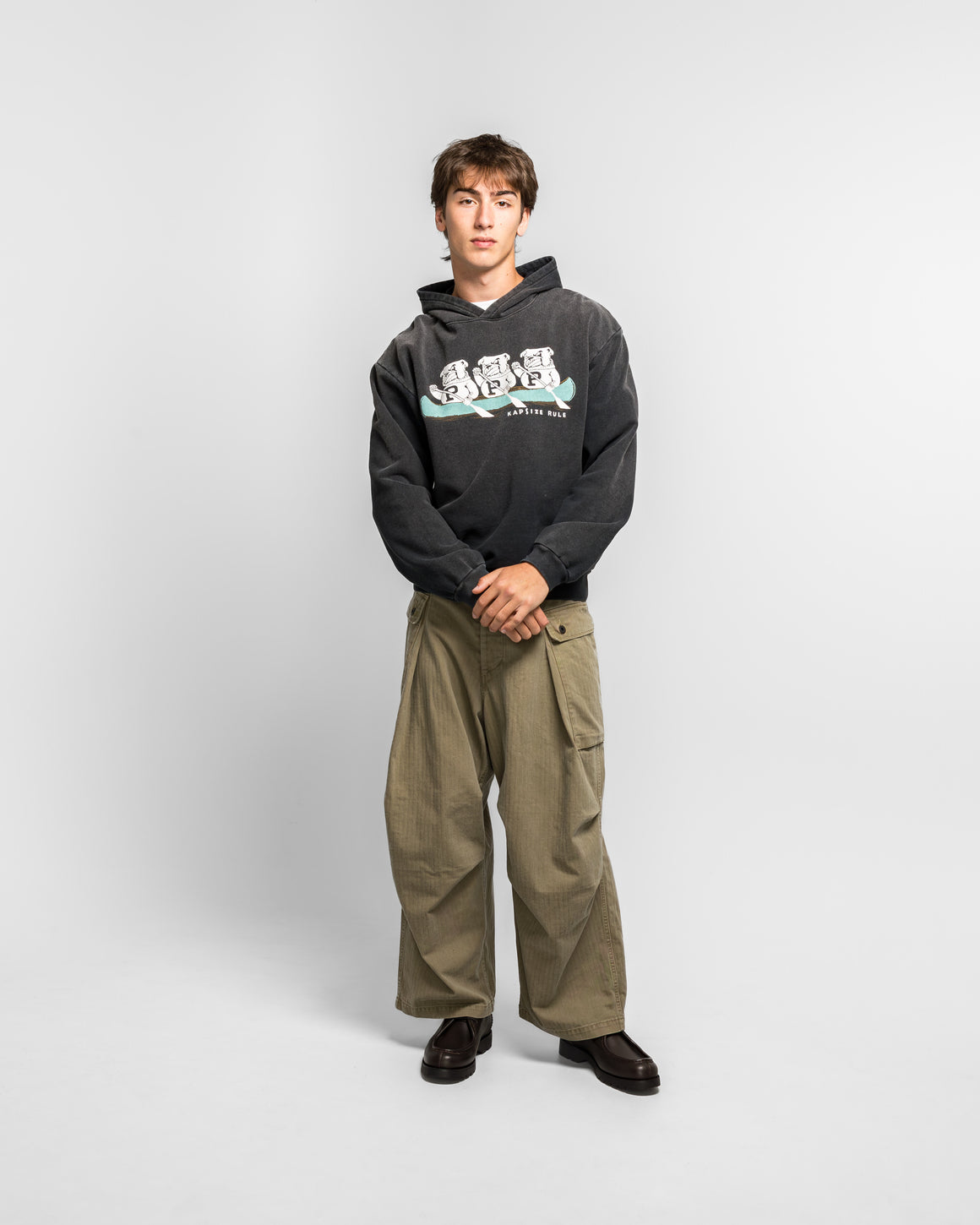 Kapital - SWT Knit Hoodie ('P' BULLDOG) - Black - UP THERE