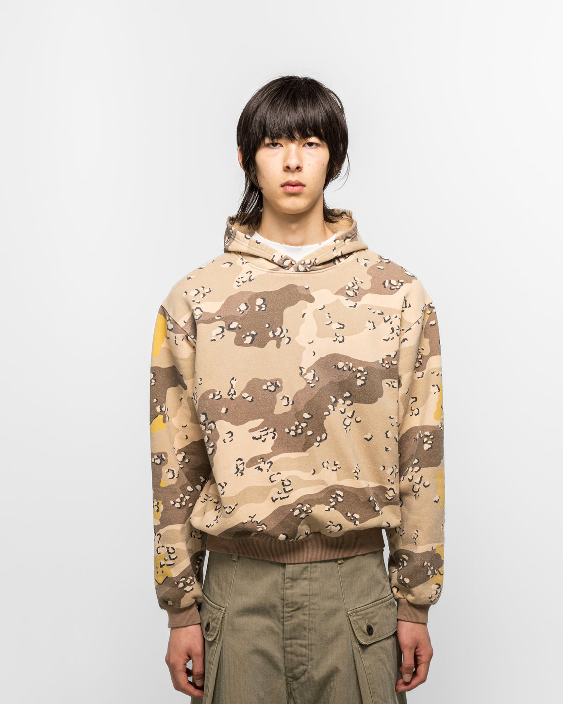 Kapital - SWT Knit PECKISH CHOCO-CHIP Camo Hoodie - Beige - UP THERE