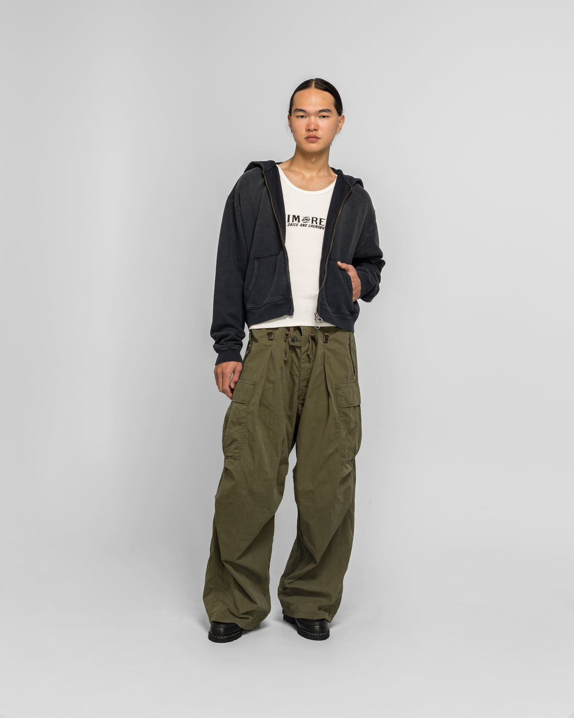 Kapital - SWT Knit ZIP-UP GYM Parka - Black - UP THERE