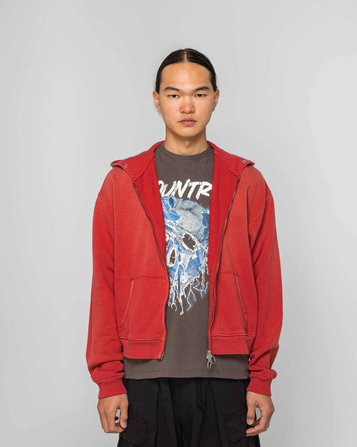 Kapital - SWT Knit ZIP-UP GYM Parka - Red - UP THERE
