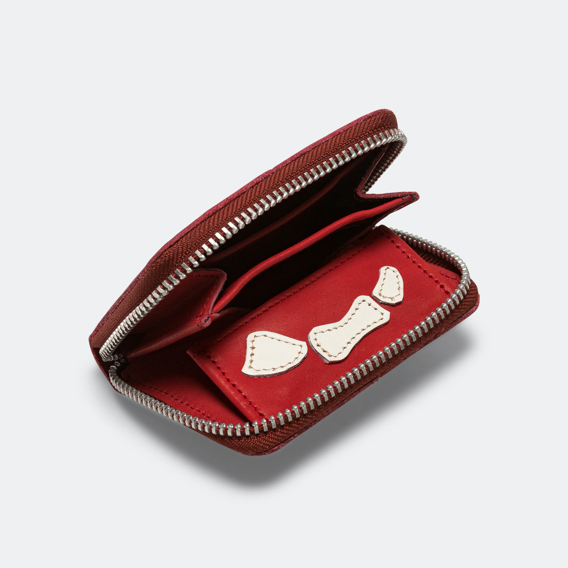 THUMBS-UP BONE HAND ZIP Mini Wallet - Red