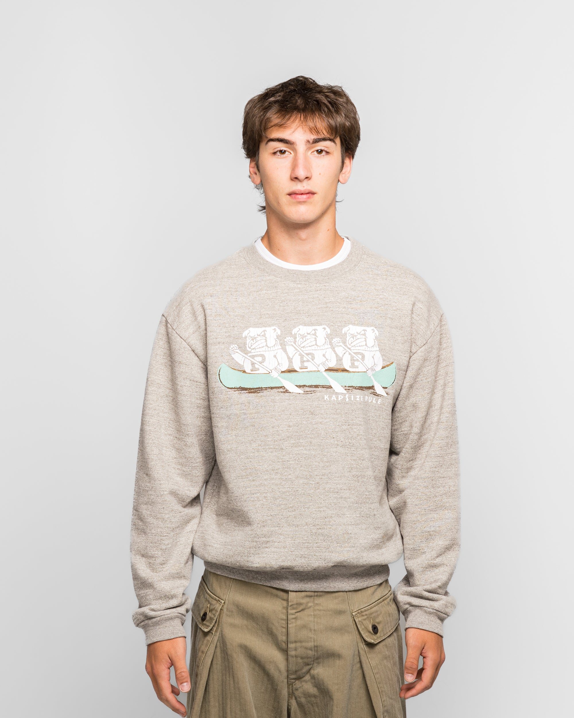 Kapital - TOP SWT Knit Crew SWT ('P' BULLDOG) - Top Grey | UP THERE