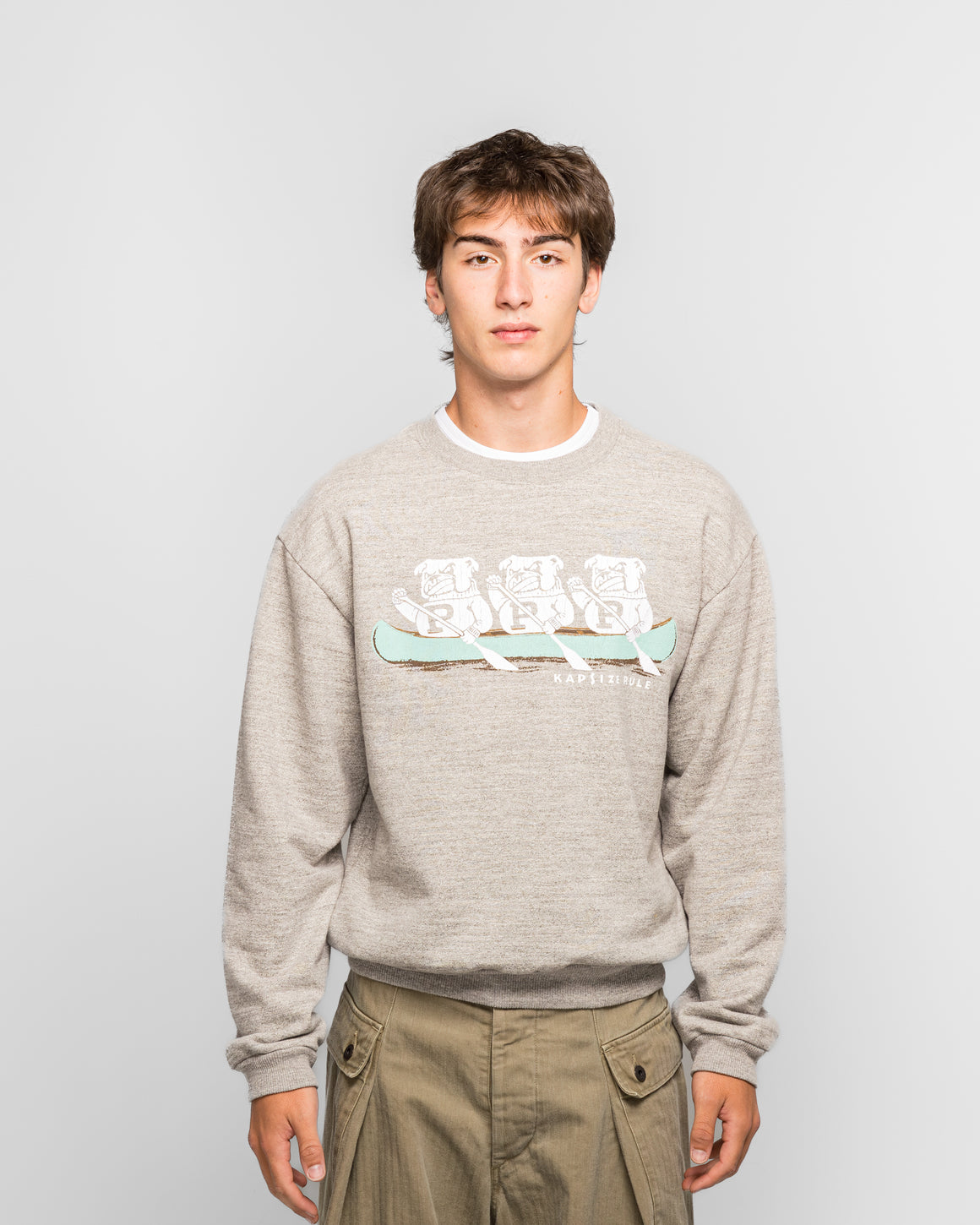 Kapital - TOP SWT Knit Crew SWT ('P' BULLDOG) - Top Grey - UP THERE