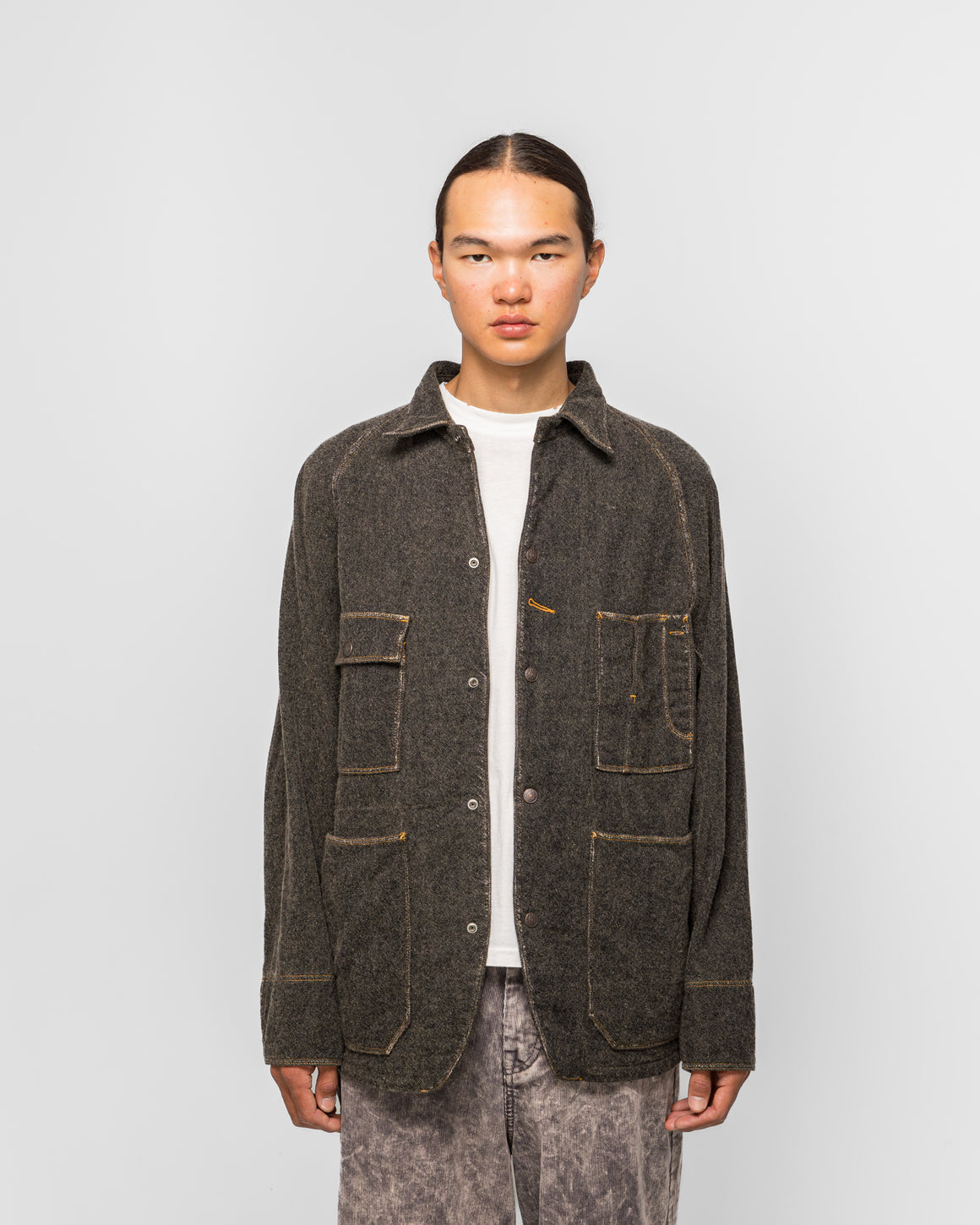 Kapital - Twill Aging-Wool CACTUS Coverall - Fade Charcoal - UP THERE